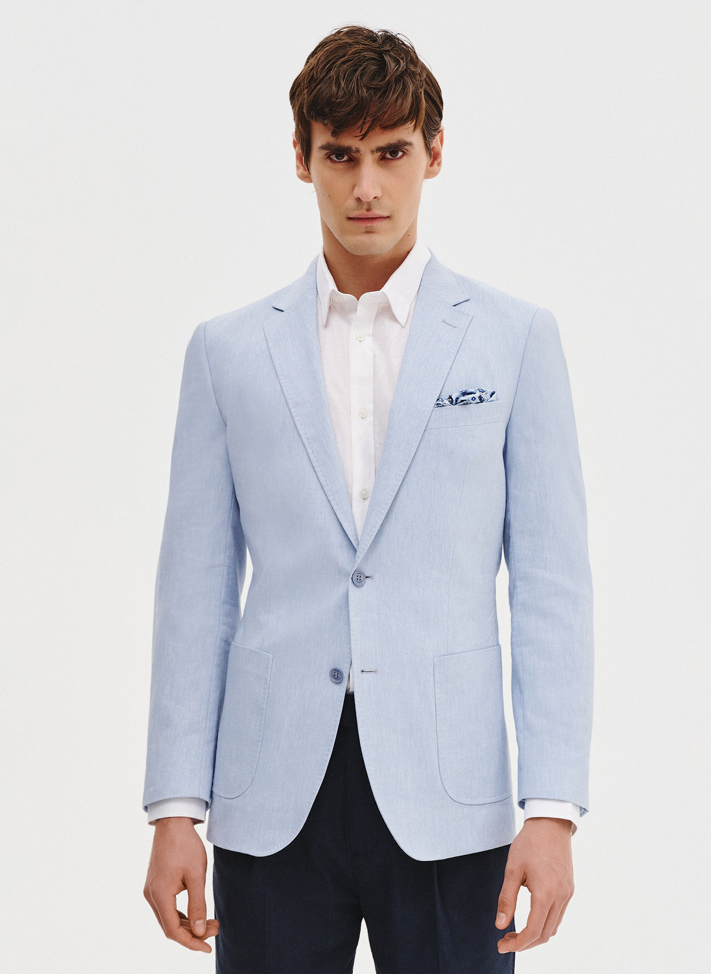 PAKO LORENTE - Niebieska marynarka męska z lnu - Pako Lorente