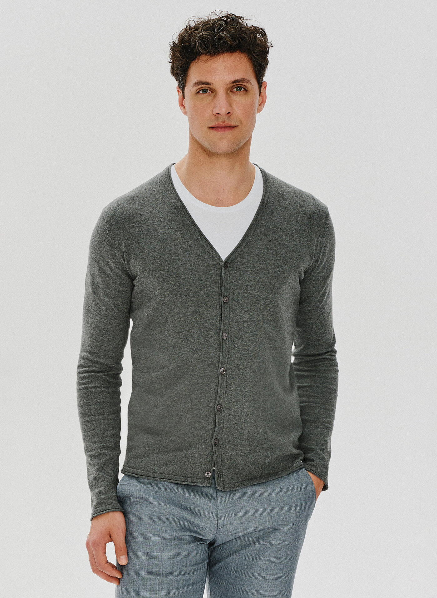 Szary kardigan męski P24SF-2X-004-S - Pako Lorente - Pako Lorente