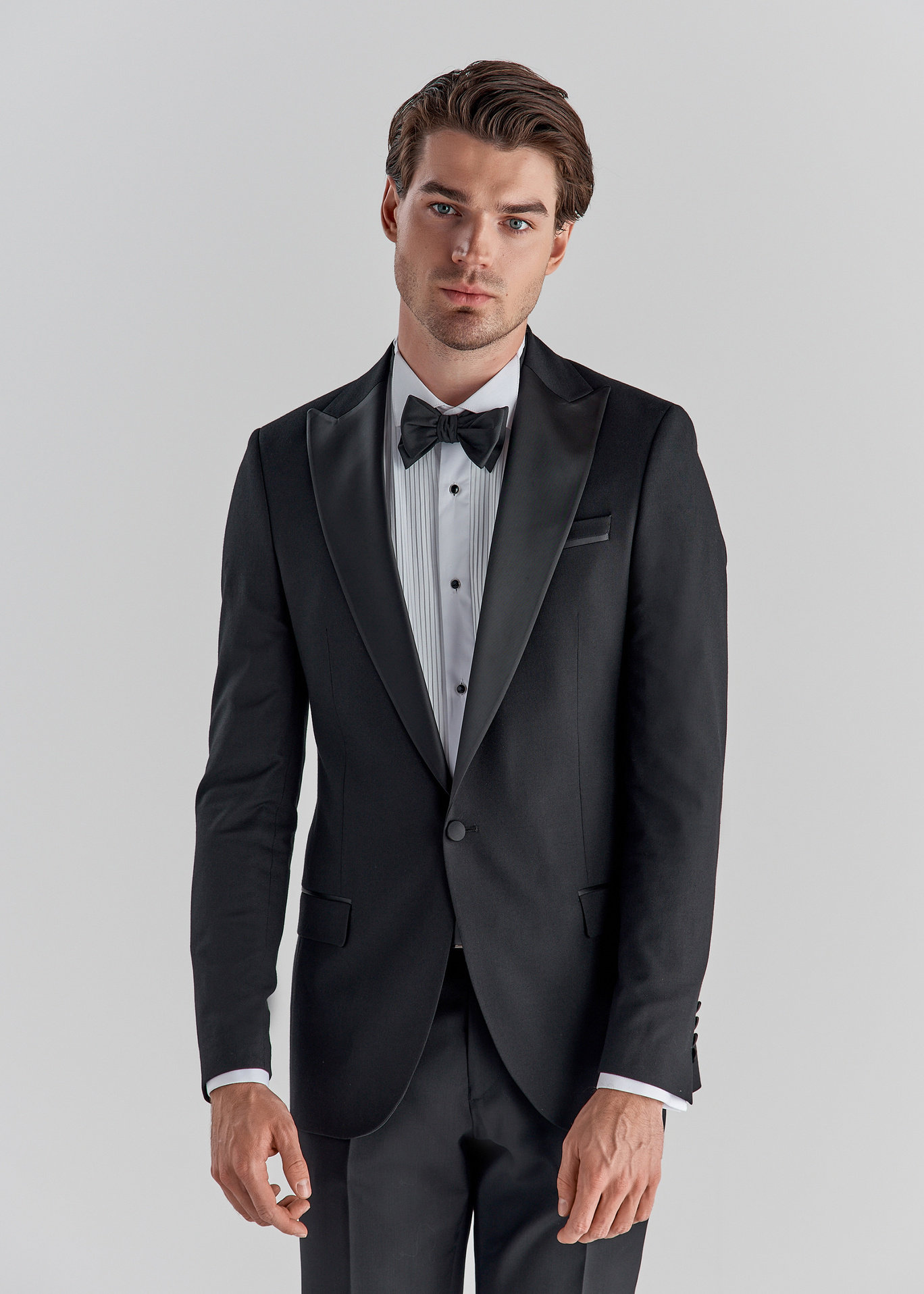 Czarne spodnie smokingowe P22SF-6S-003-C-S - Pako Lorente