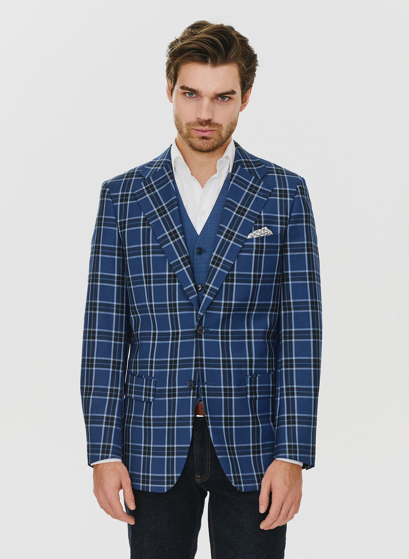 Granatowa marynarka w kratę - Pako Lorente - Pako Lorente