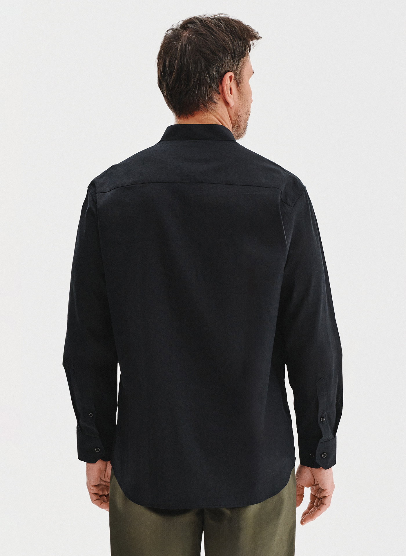 PAKO LORENTE - czarna koszula męska z lnu i bawełny - Pako Lorente