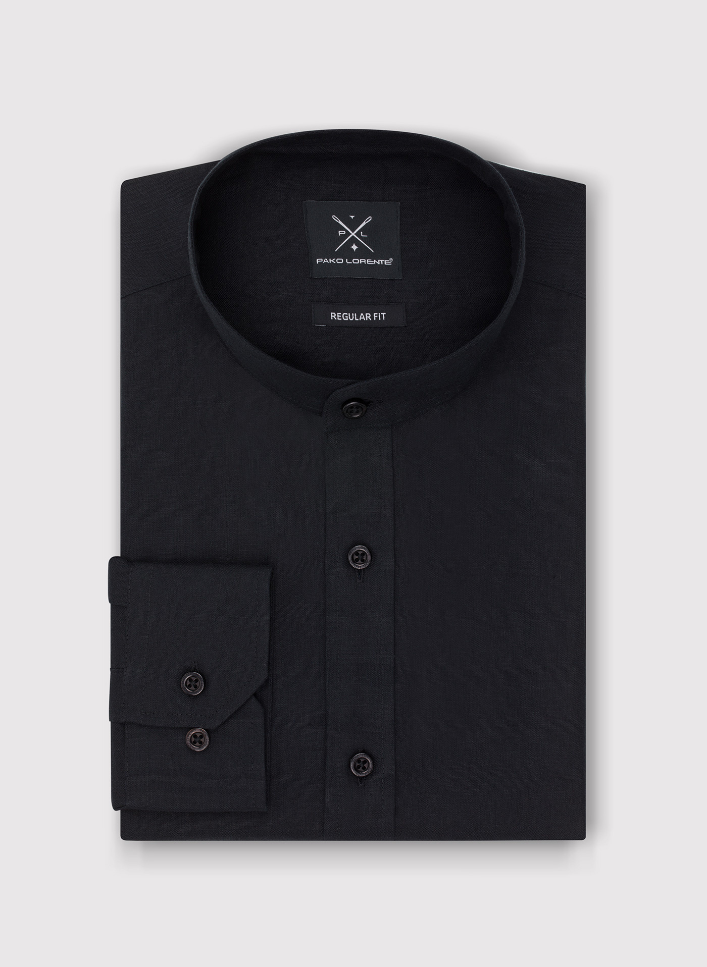 PAKO LORENTE - czarna koszula męska z lnu i bawełny - Pako Lorente