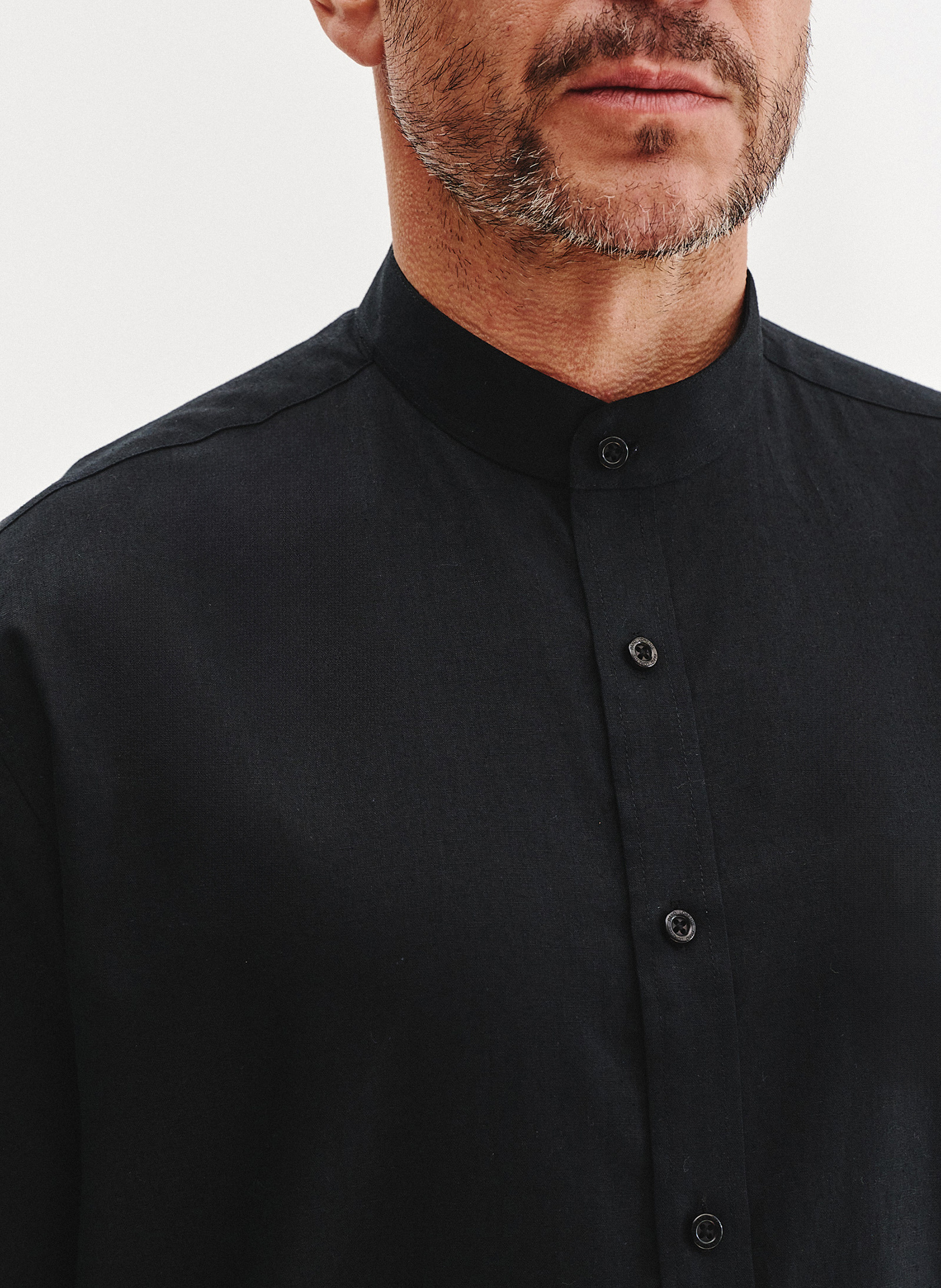 PAKO LORENTE - czarna koszula męska z lnu i bawełny - Pako Lorente