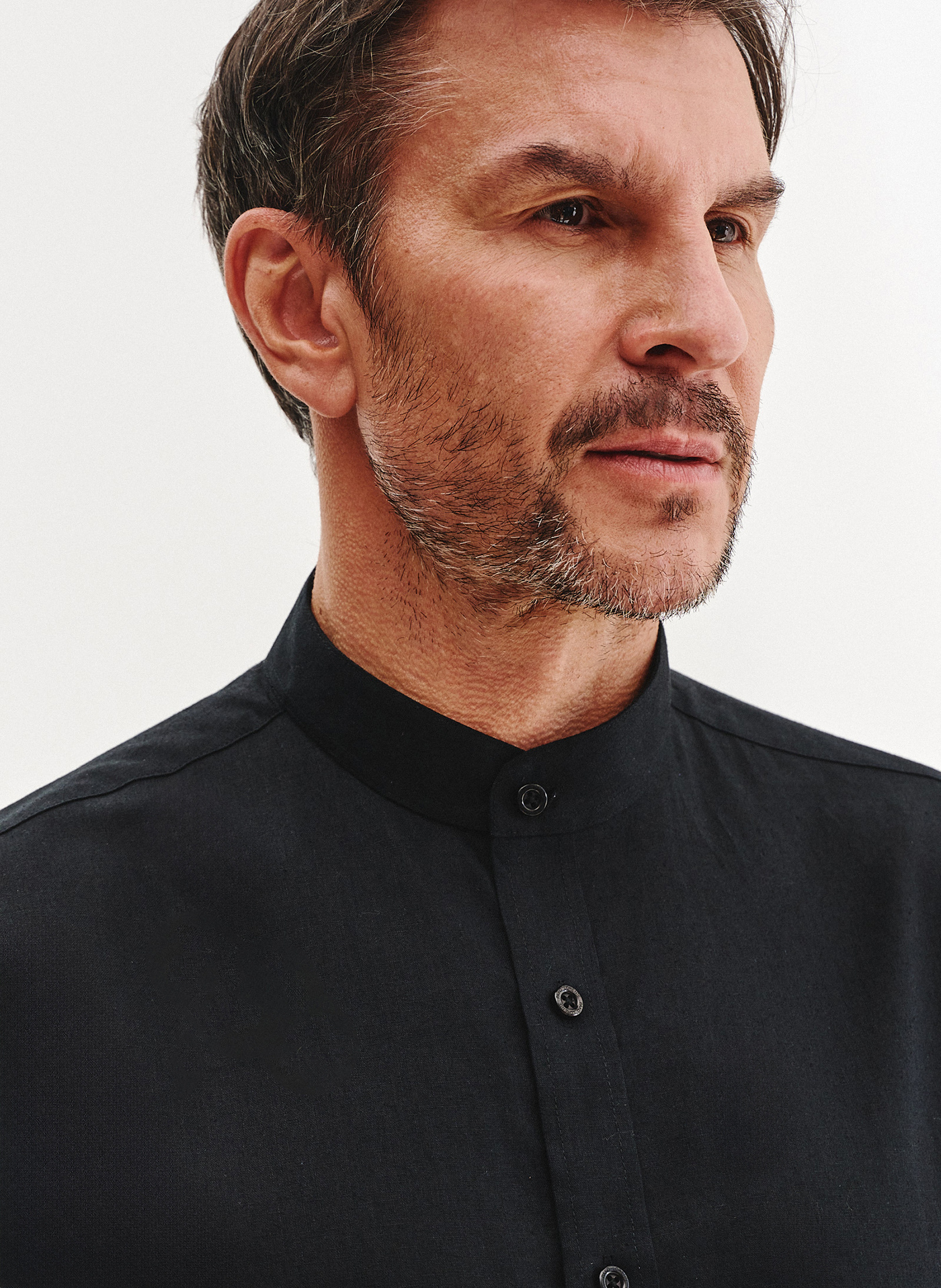 PAKO LORENTE - czarna koszula męska z lnu i bawełny - Pako Lorente