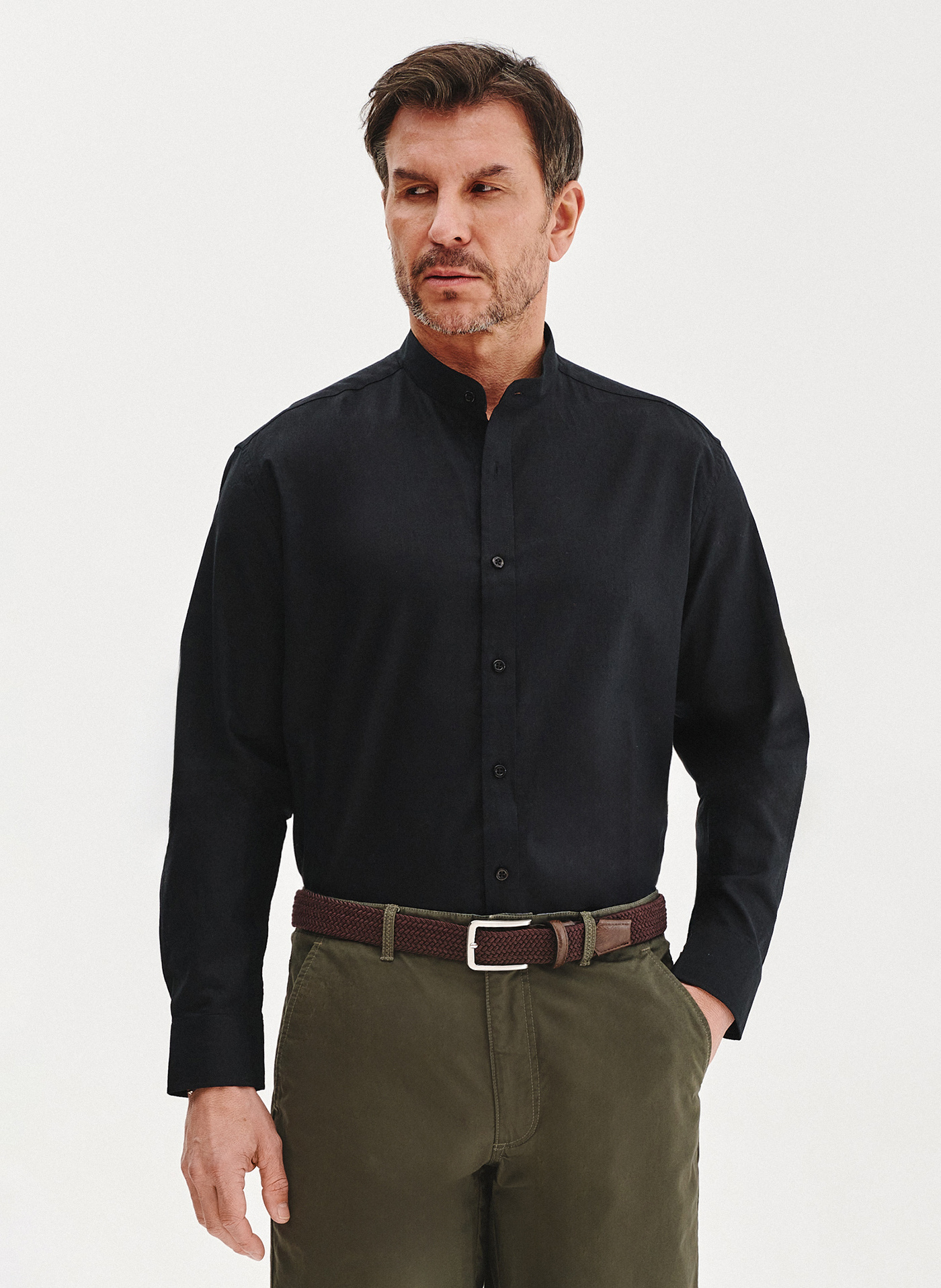 PAKO LORENTE - czarna koszula męska z lnu i bawełny - Pako Lorente