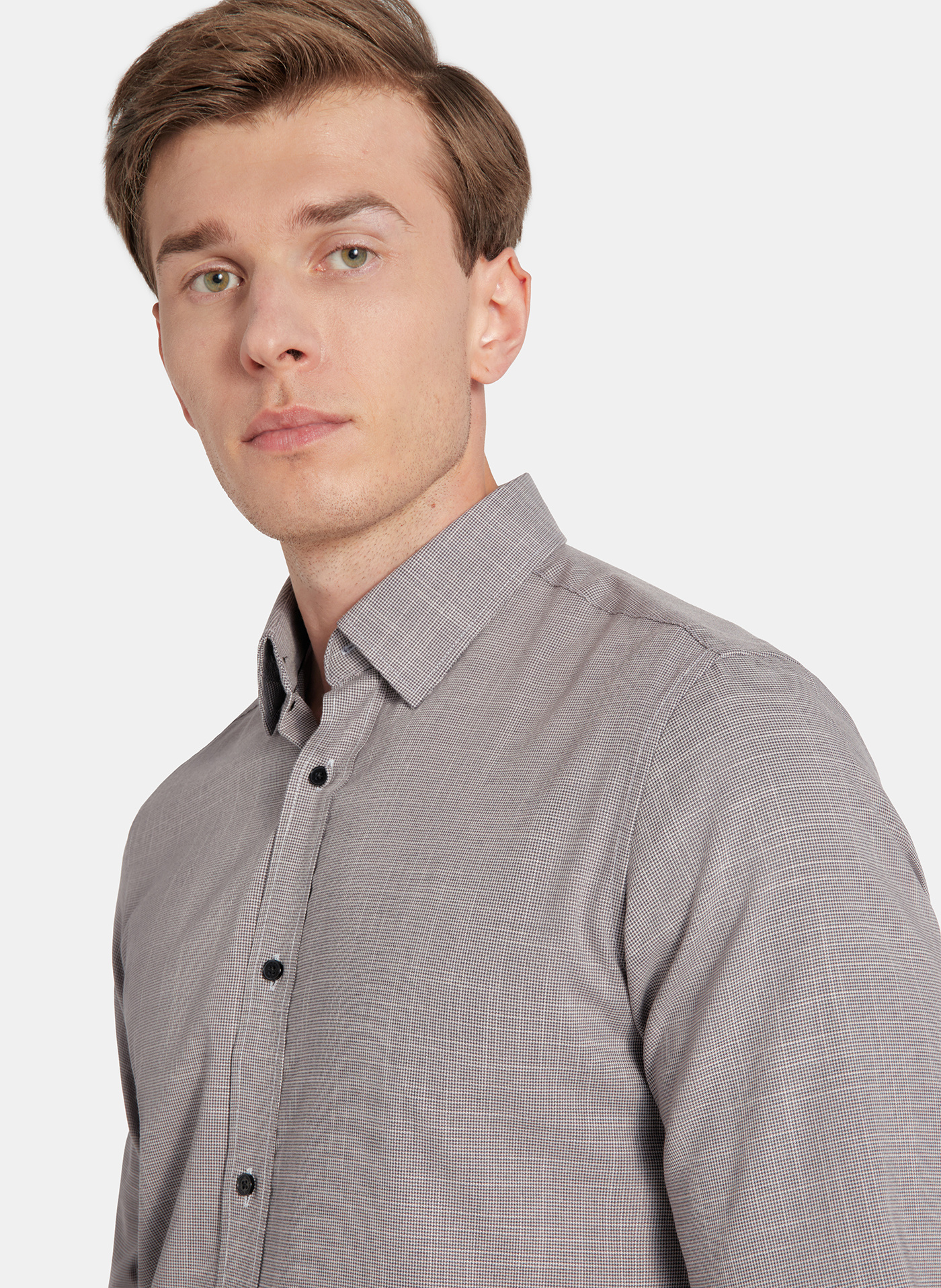 PAKO LORENTE - Brązowa koszula w drobną kratę - Pako Lorente