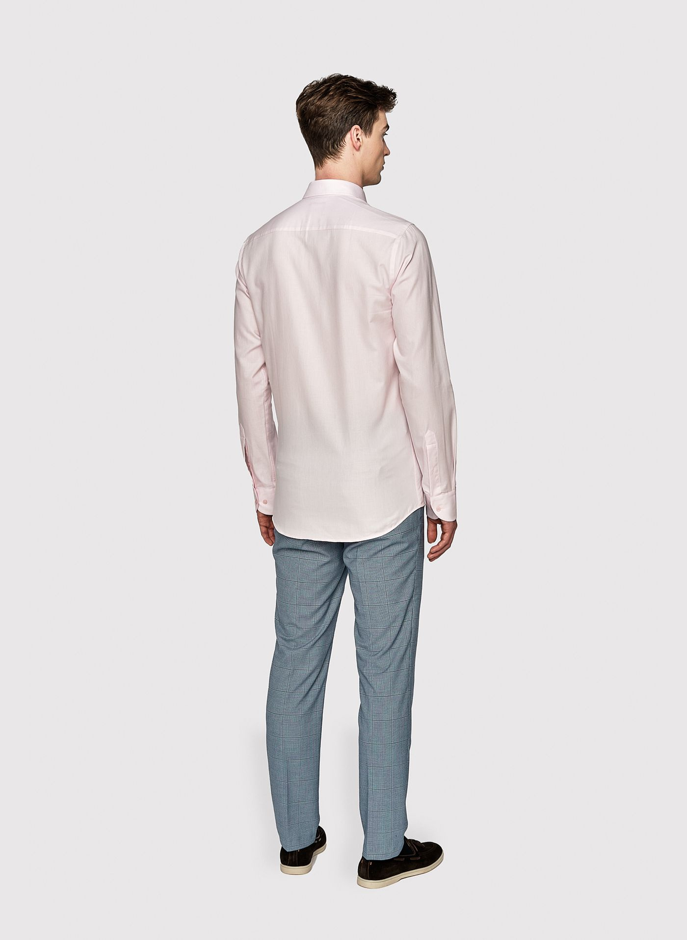 Gładka elegancka koszula męska w kolorze różowym - Pako Lorente