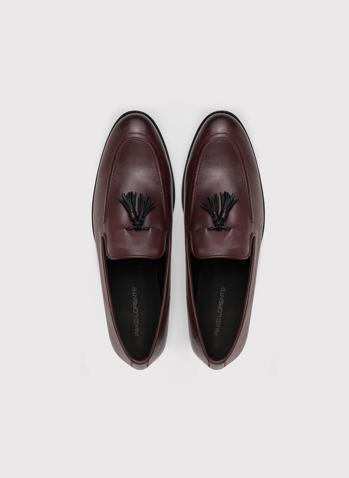 PAKO LORENTE - Bordowe loafersy męskie z frędzlami - Pako Lorente