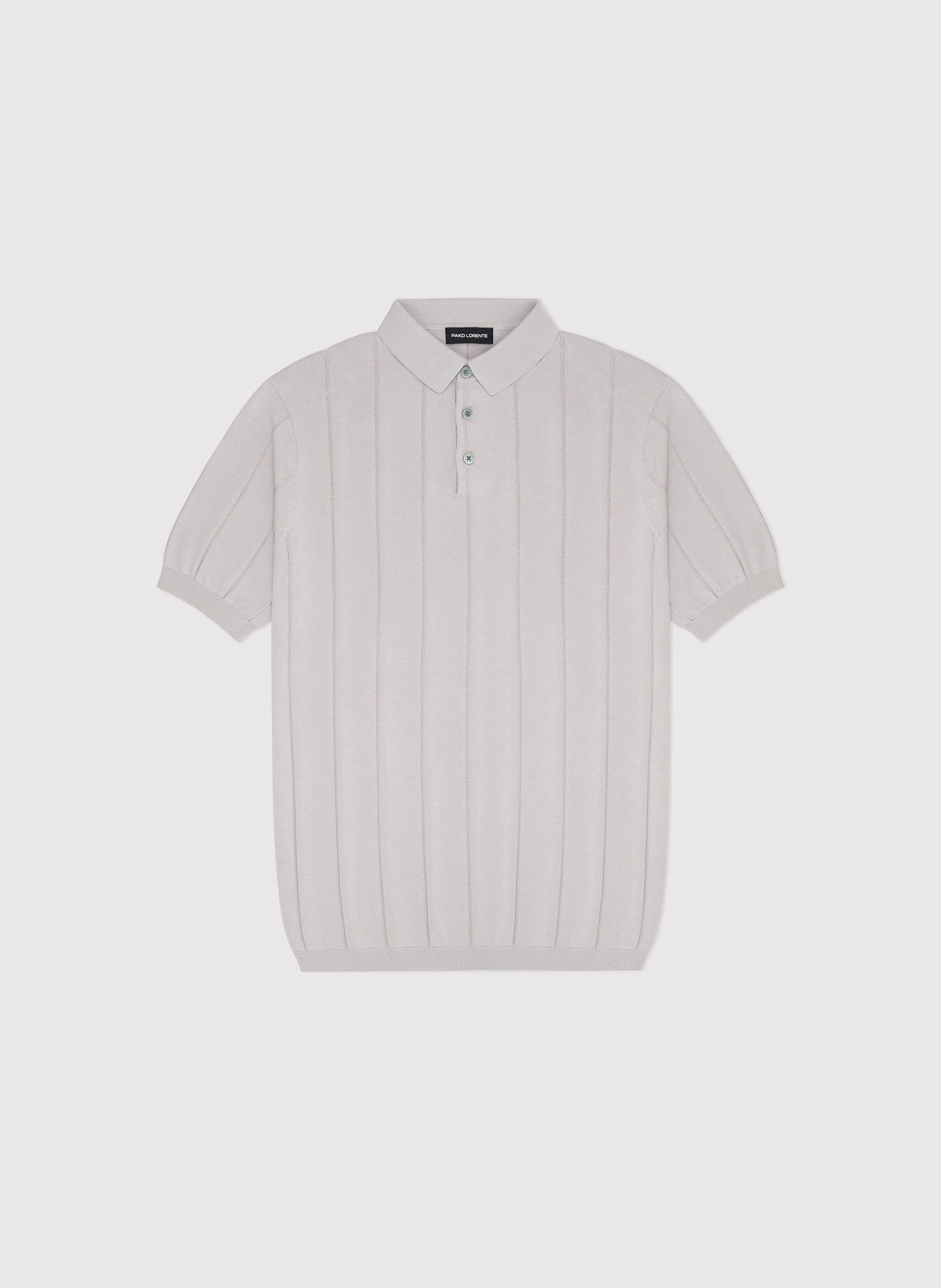 PAKO LORENTE - Beżowe polo swetrowe w prążek - Pako Lorente