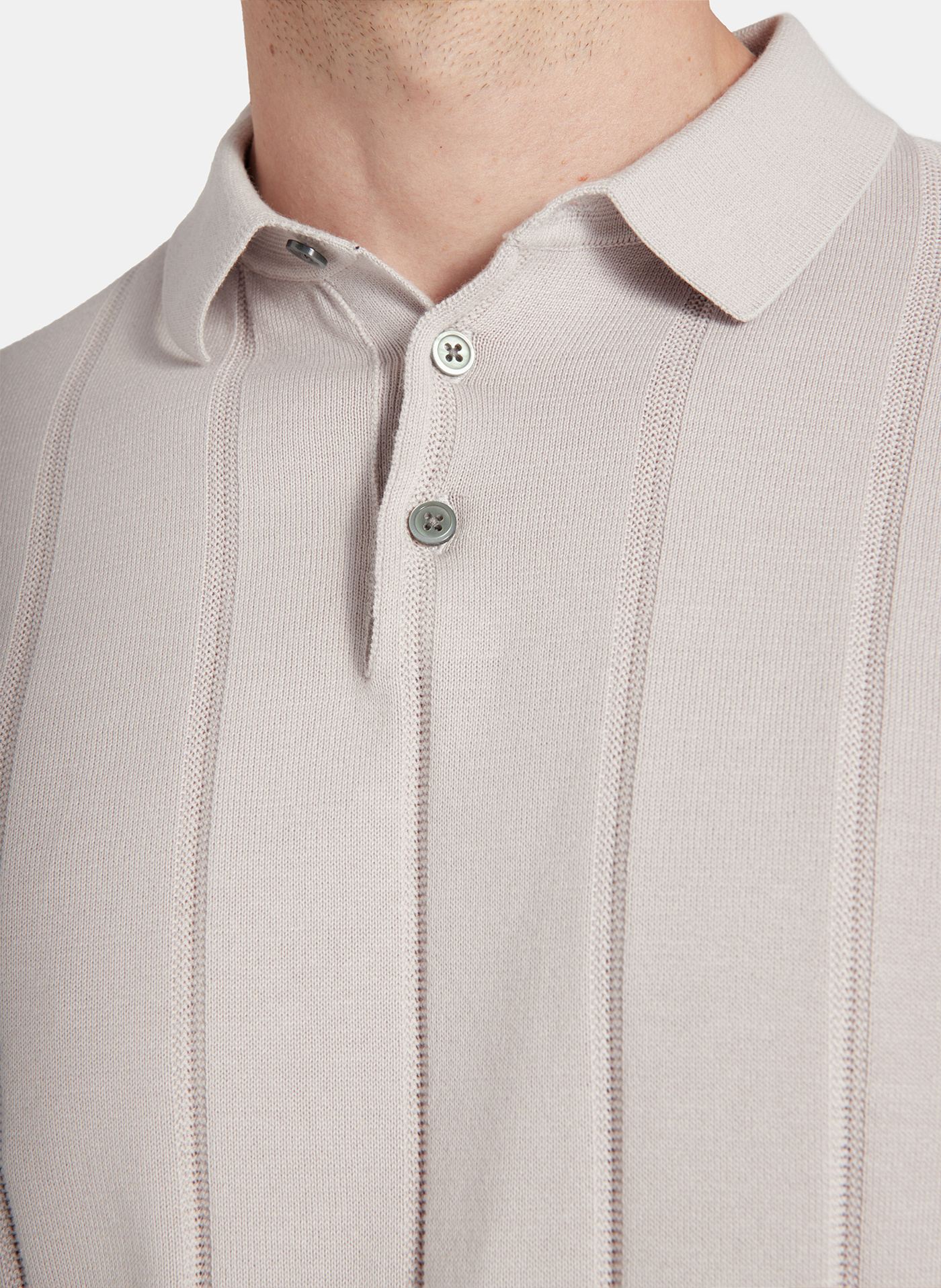 PAKO LORENTE - Beżowe polo swetrowe w prążek - Pako Lorente