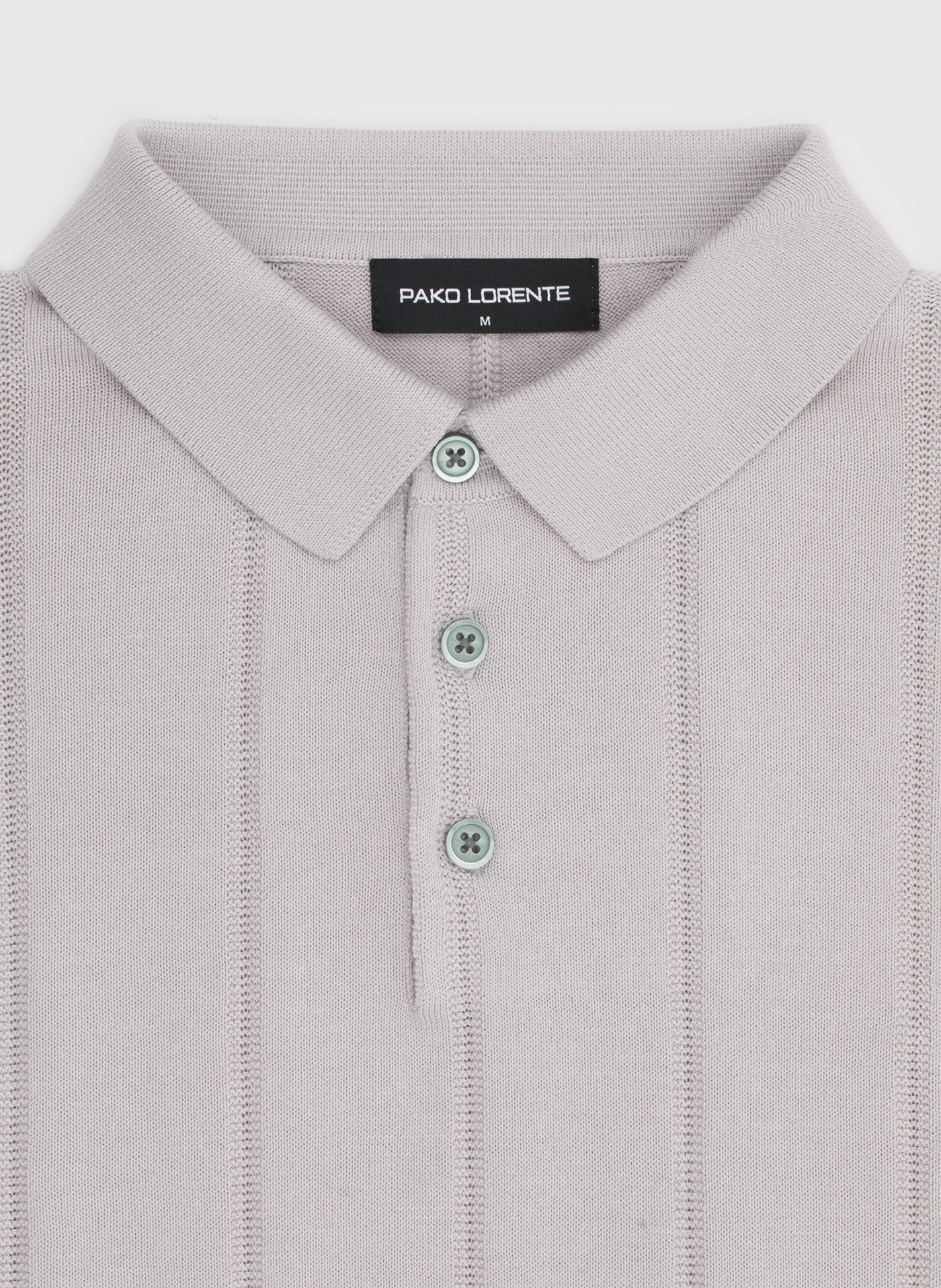 PAKO LORENTE - Beżowe polo swetrowe w prążek - Pako Lorente