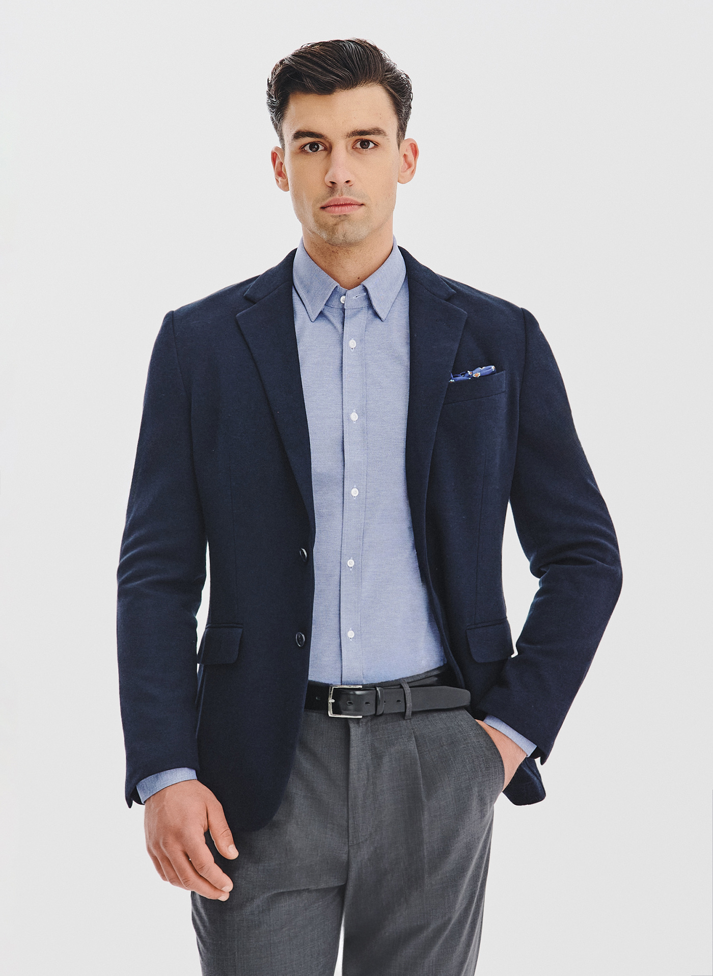 Granatowa dzianinowa marynarka męska - Pako Lorente