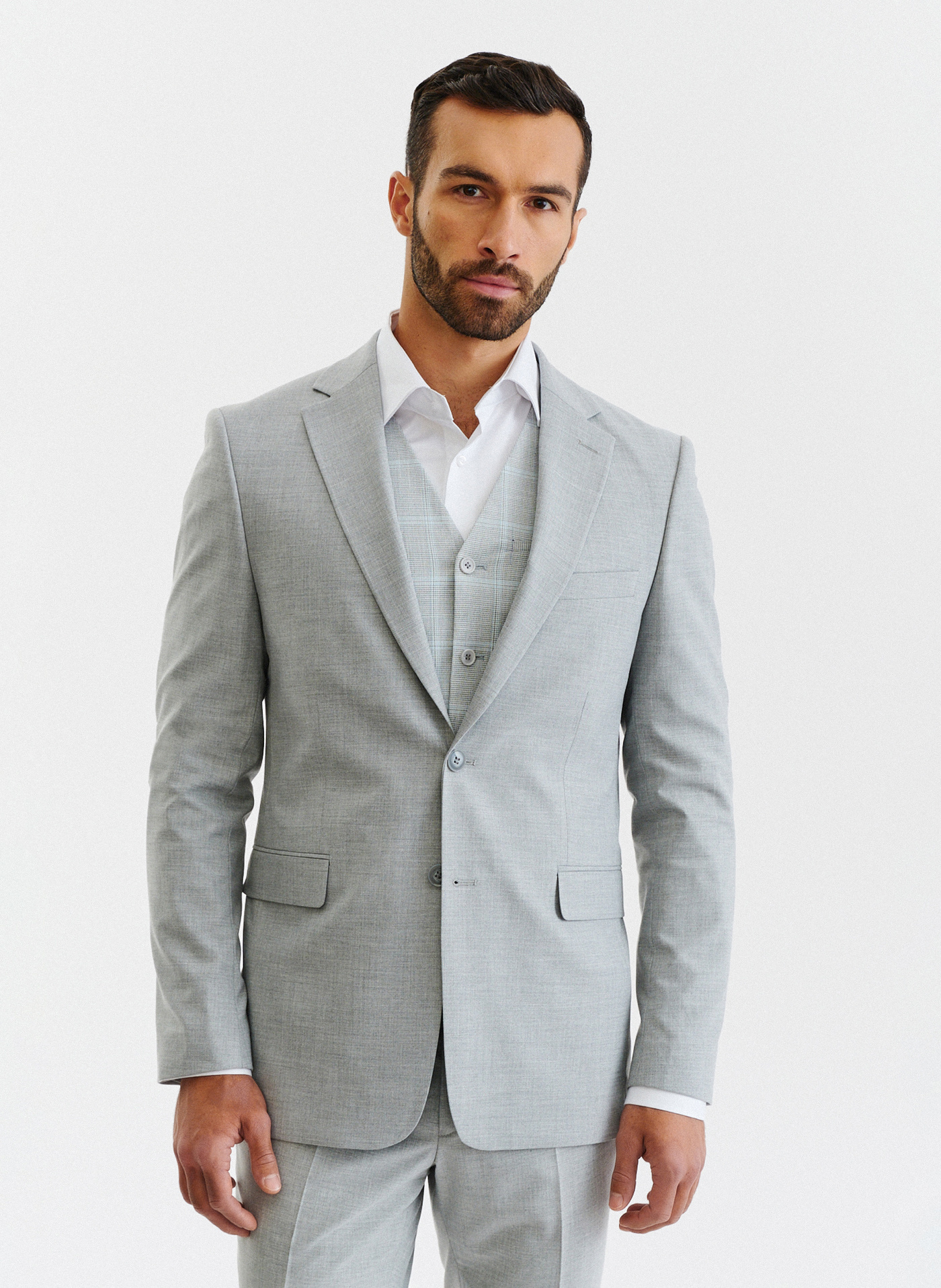 Męska jasnoszara marynarka garniturowa - Pako Lorente