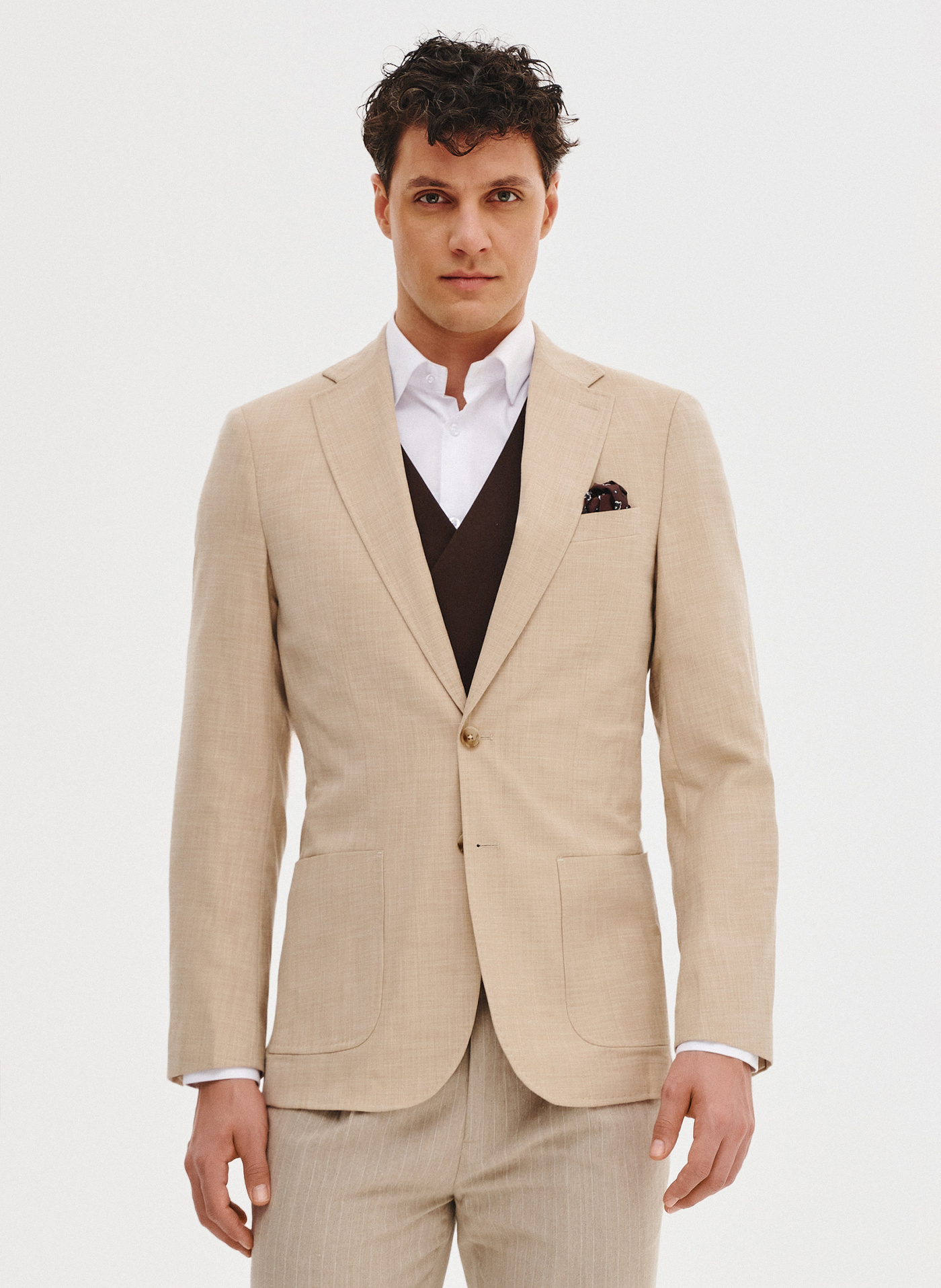 Casualowa marynarka męska w kolorze beżowym - Pako Lorente