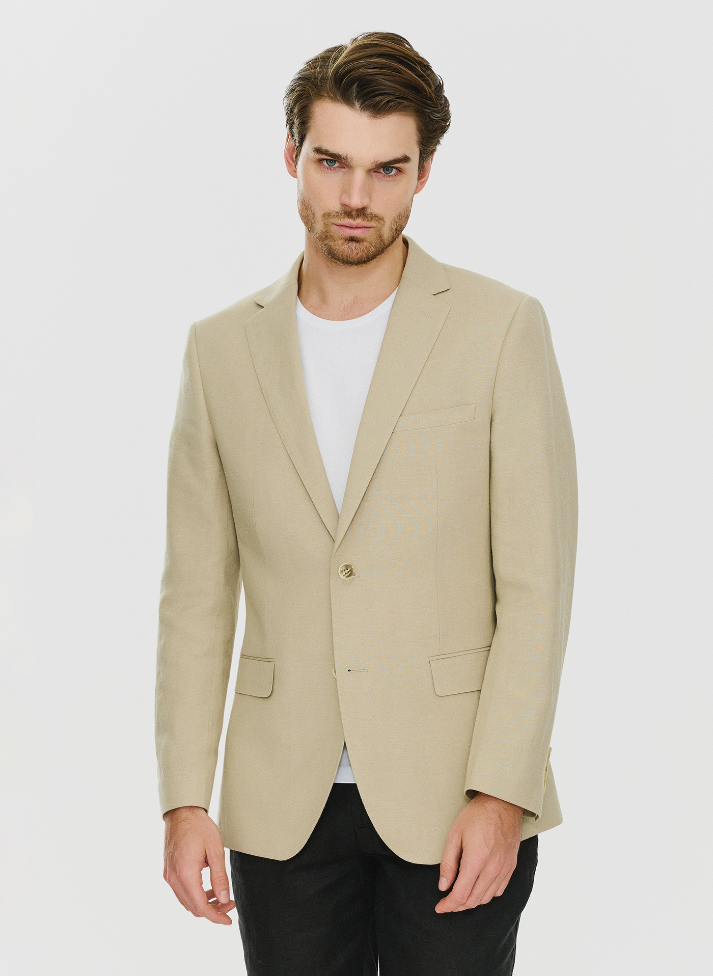 Lniana marynarka męska w kolorze oliwkowym - Pako Lorente