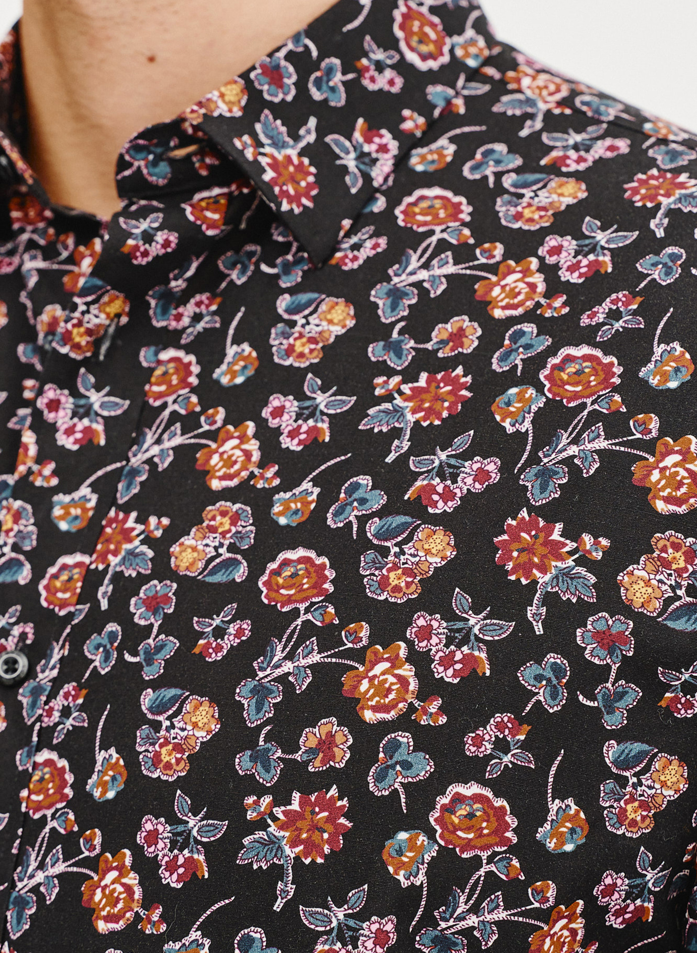 Czarna koszula męska w kwiaty - Pako Lorente