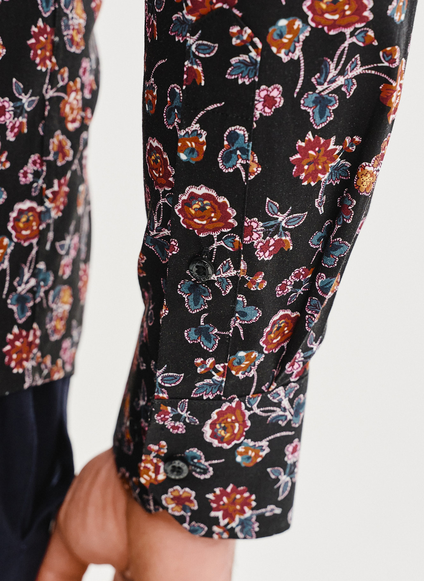 Czarna koszula męska w kwiaty - Pako Lorente