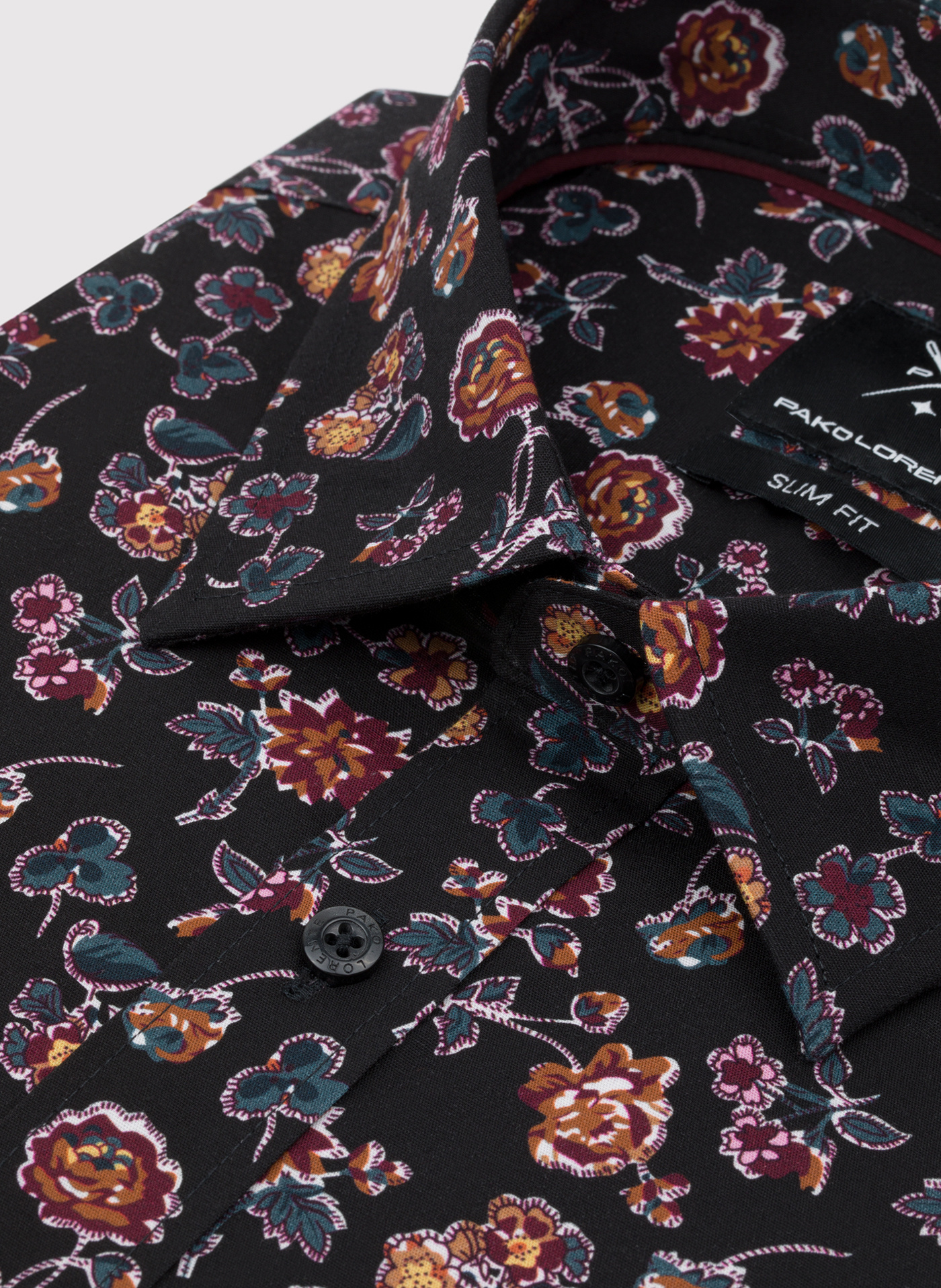 Czarna koszula męska w kwiaty - Pako Lorente