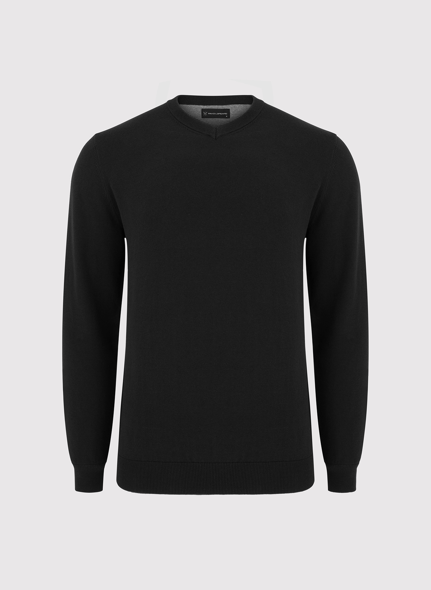 Czarny męski sweter w serek - Pako Lorente