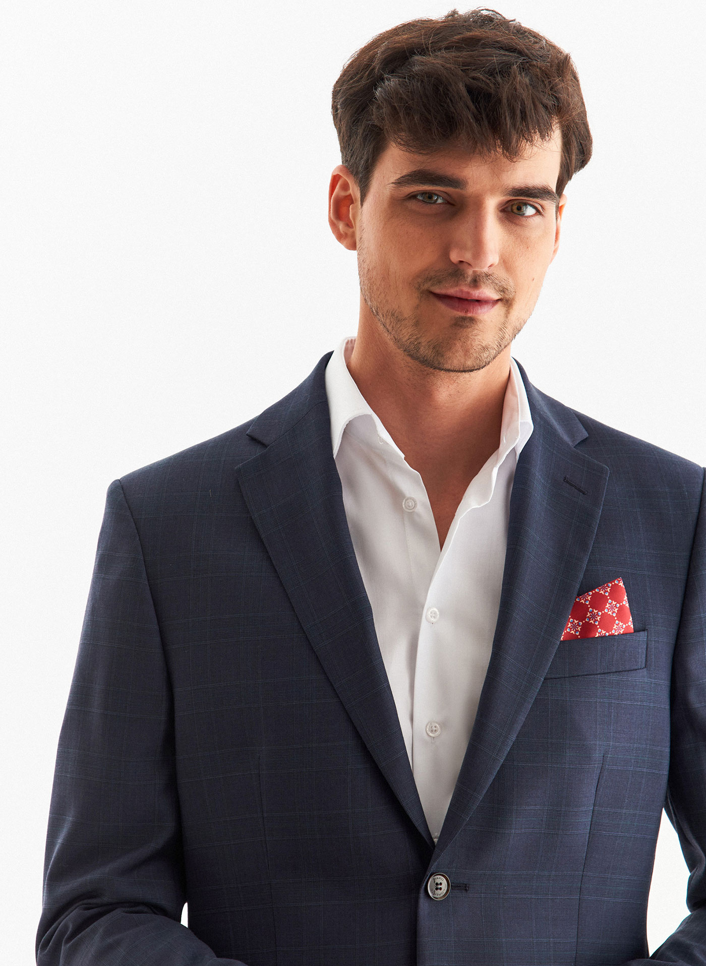 Granatowa marynarka garniturowa w kratę - Pako Lorente