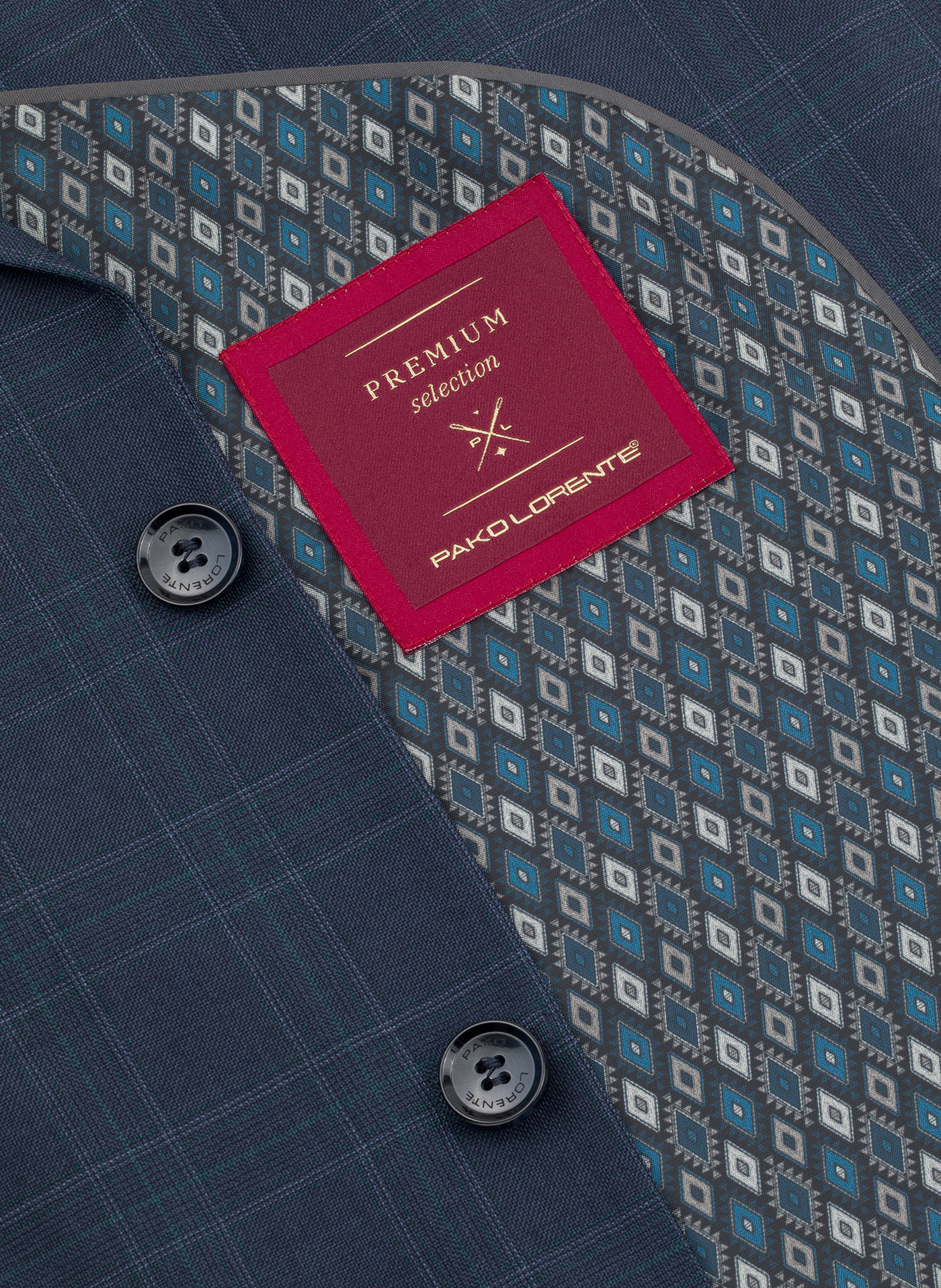 Granatowa marynarka garniturowa w kratę - Pako Lorente