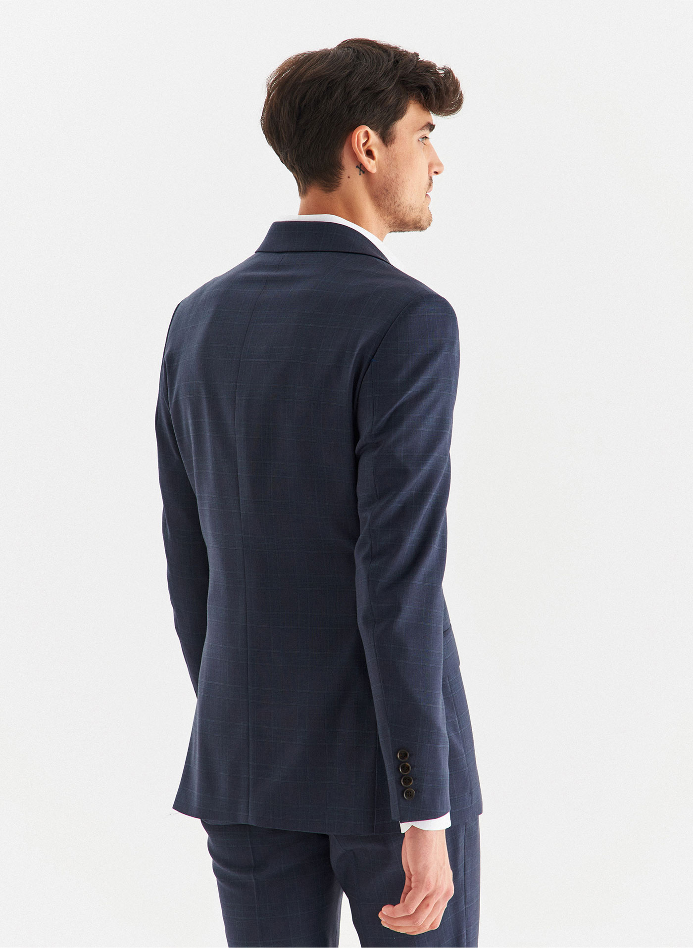 Granatowa marynarka garniturowa w kratę - Pako Lorente