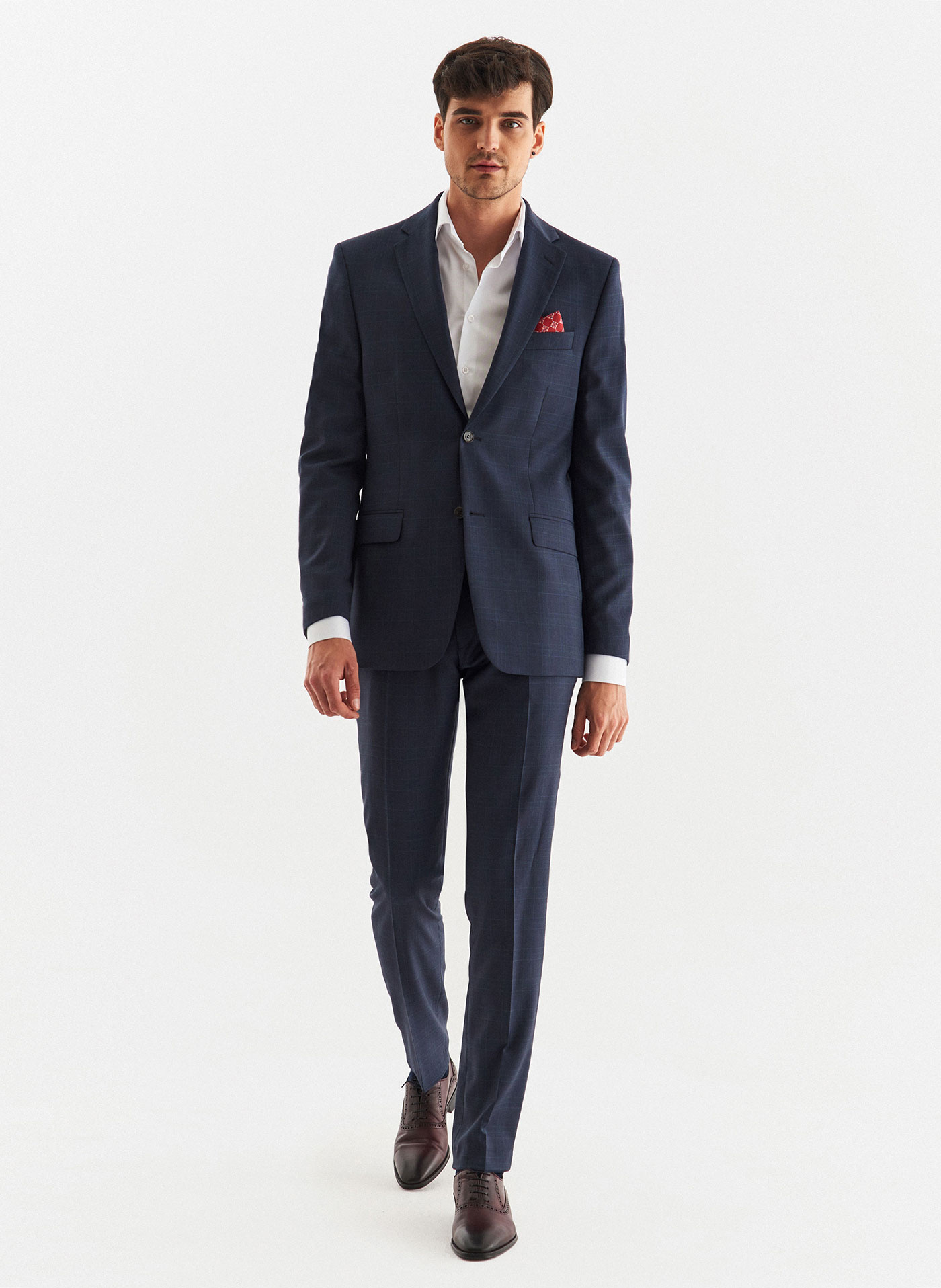 Granatowa marynarka garniturowa w kratę - Pako Lorente