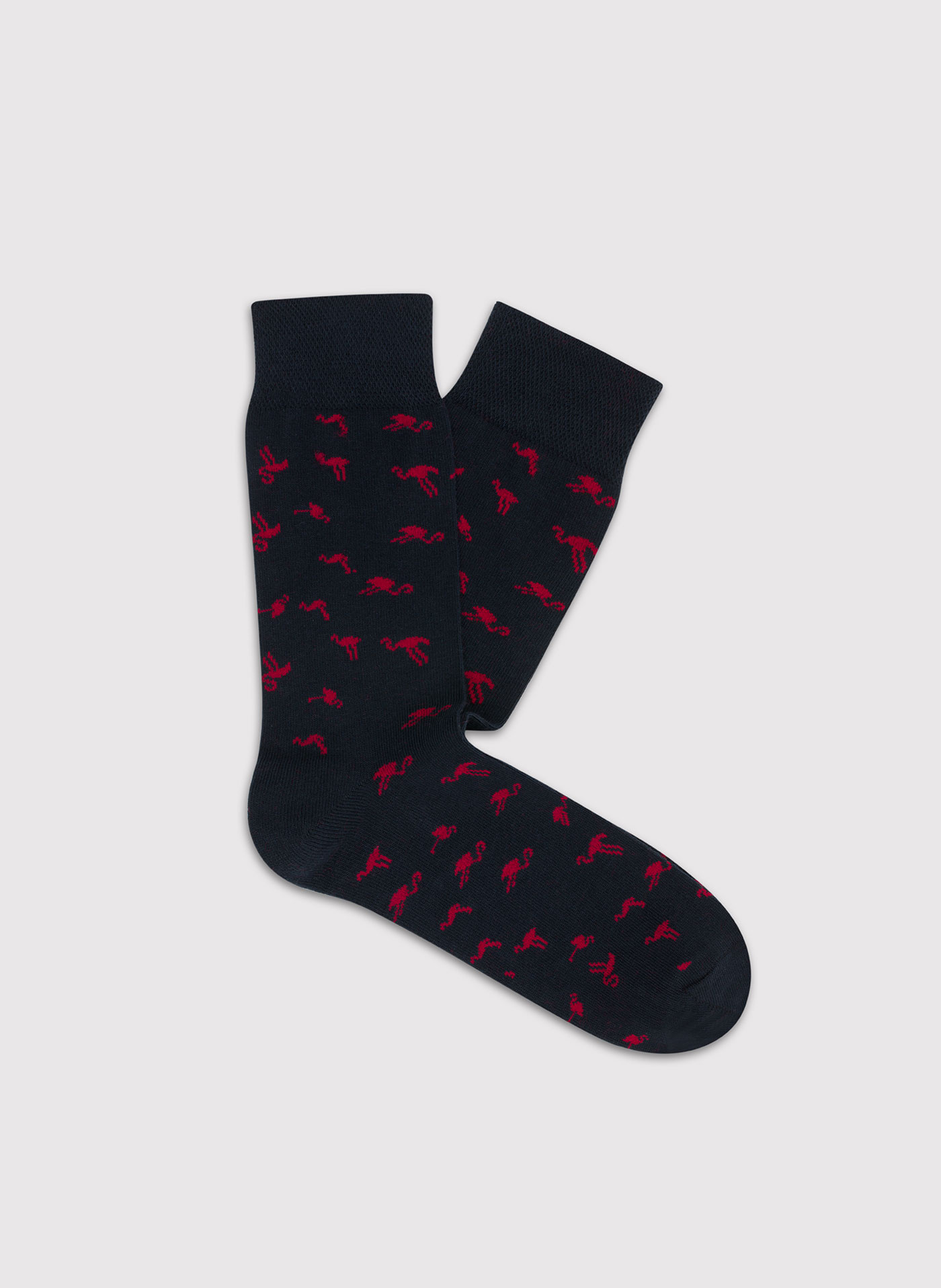 Granatowe skarpetki męskie we flamingi P000B-SX-524-G-0 - Pako Lorente