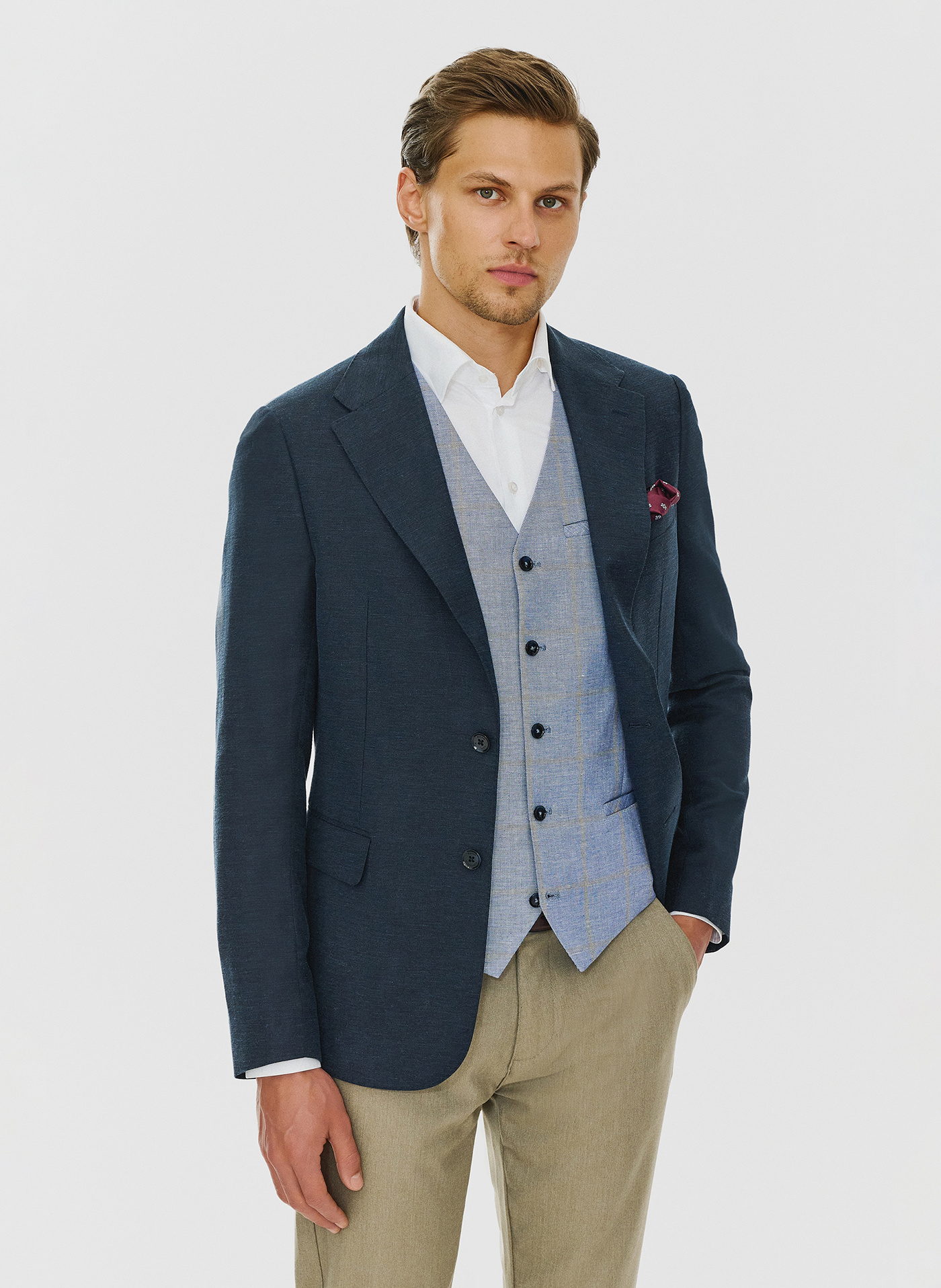 Granatowa marynarka z lnem - Pako Lorente