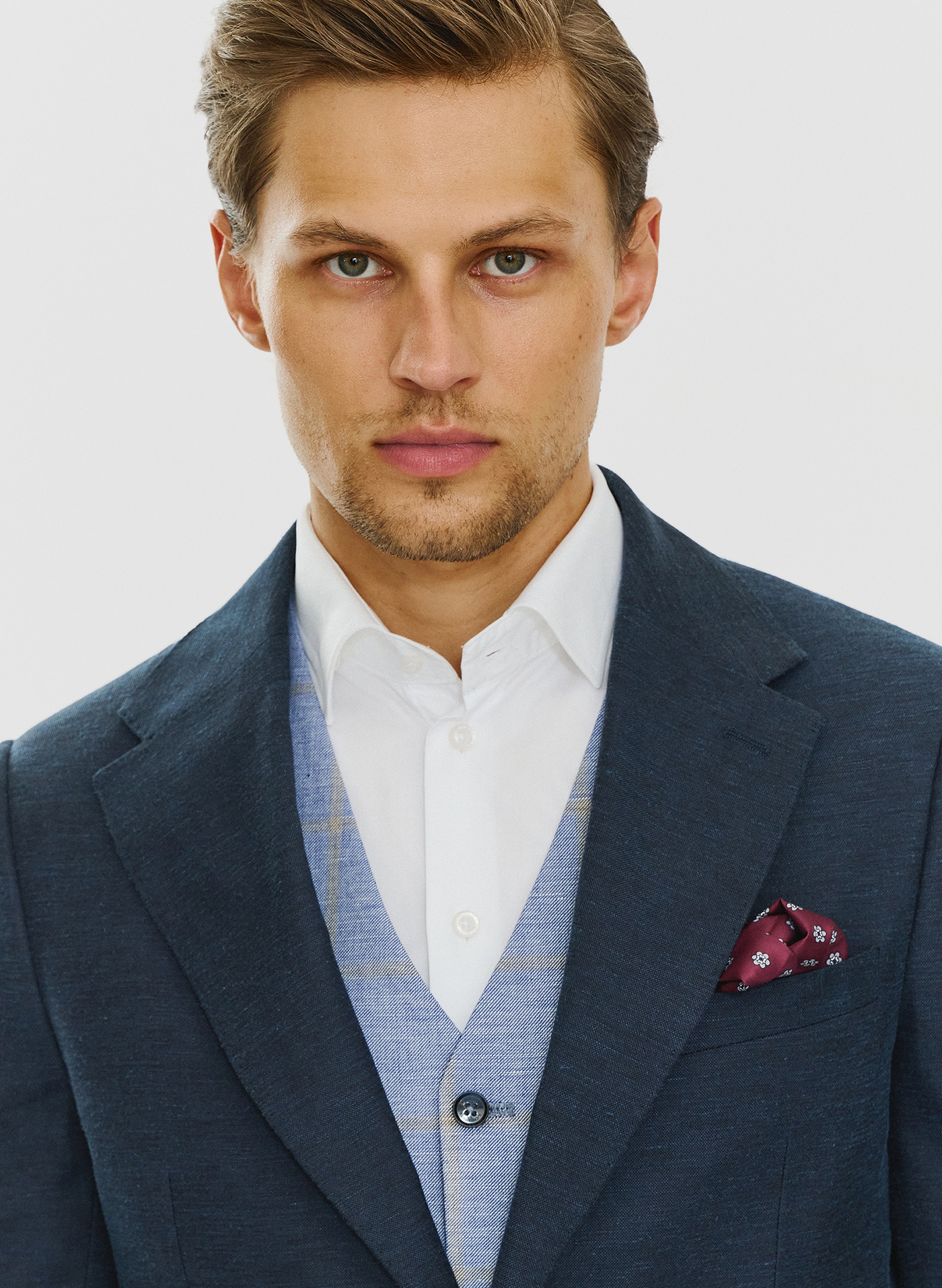 Granatowa marynarka z lnem - Pako Lorente