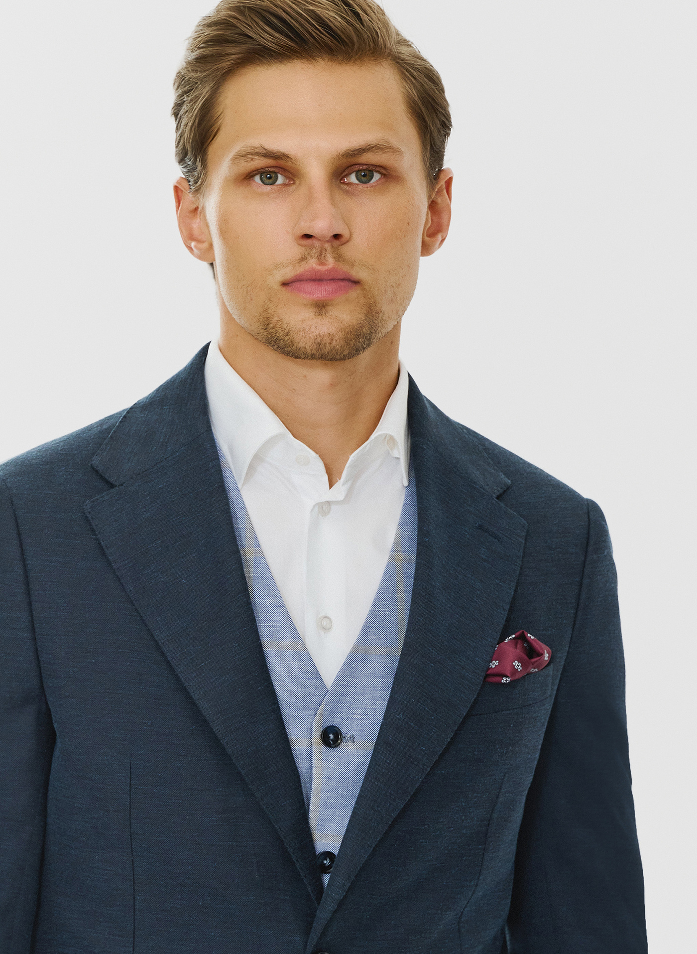 Granatowa marynarka z lnem - Pako Lorente