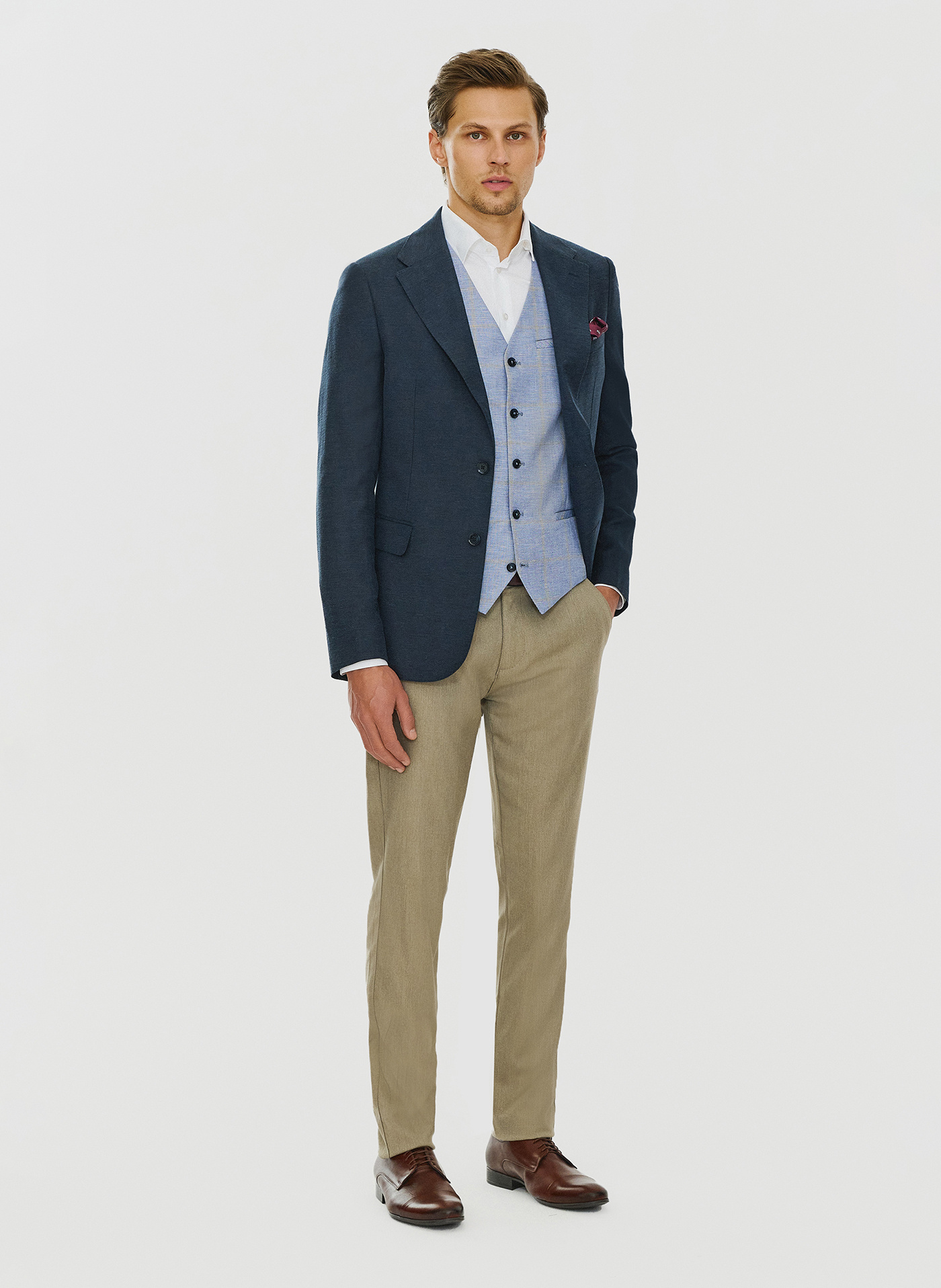 Granatowa marynarka z lnem - Pako Lorente