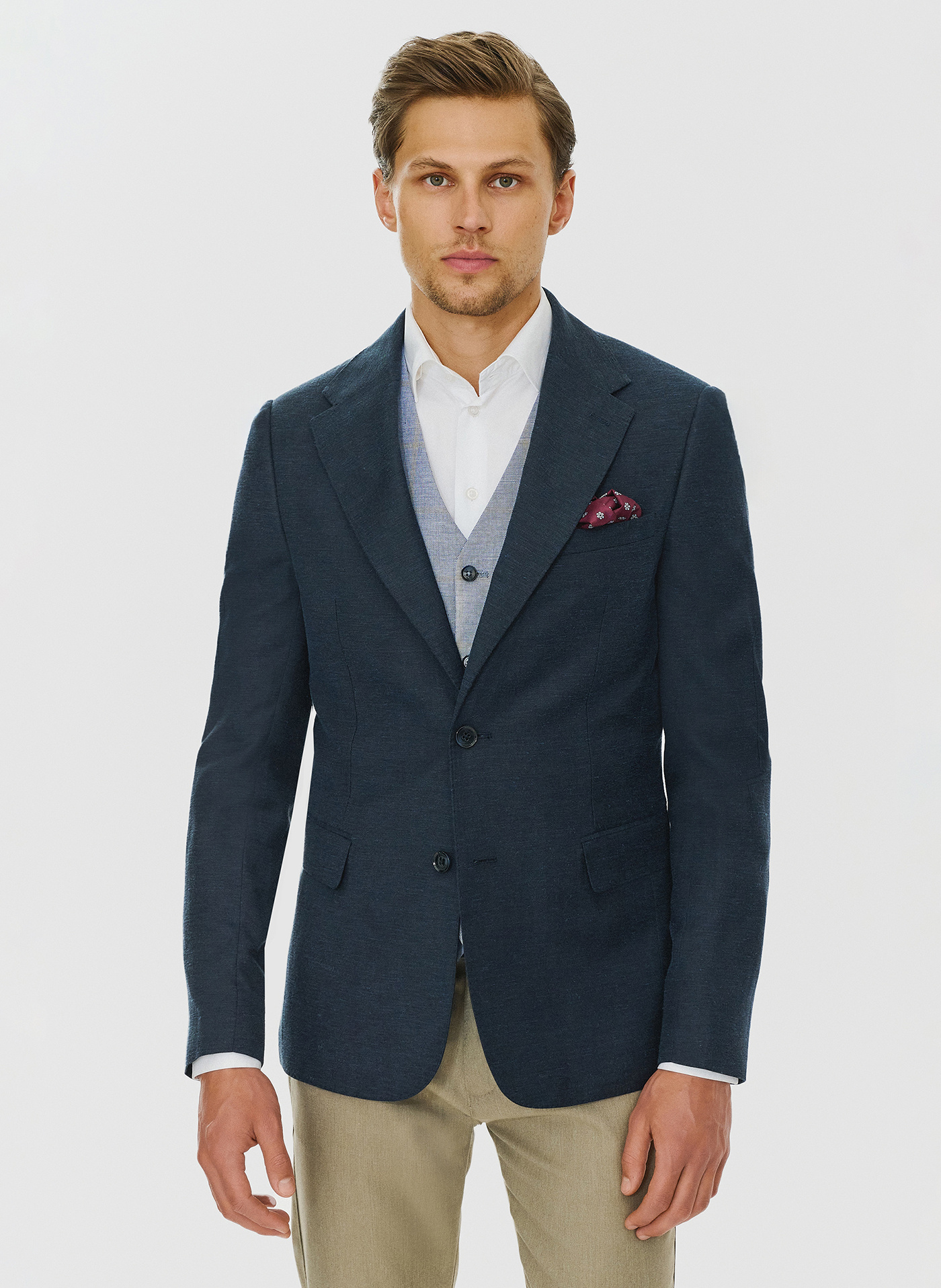 Granatowa marynarka z lnem - Pako Lorente