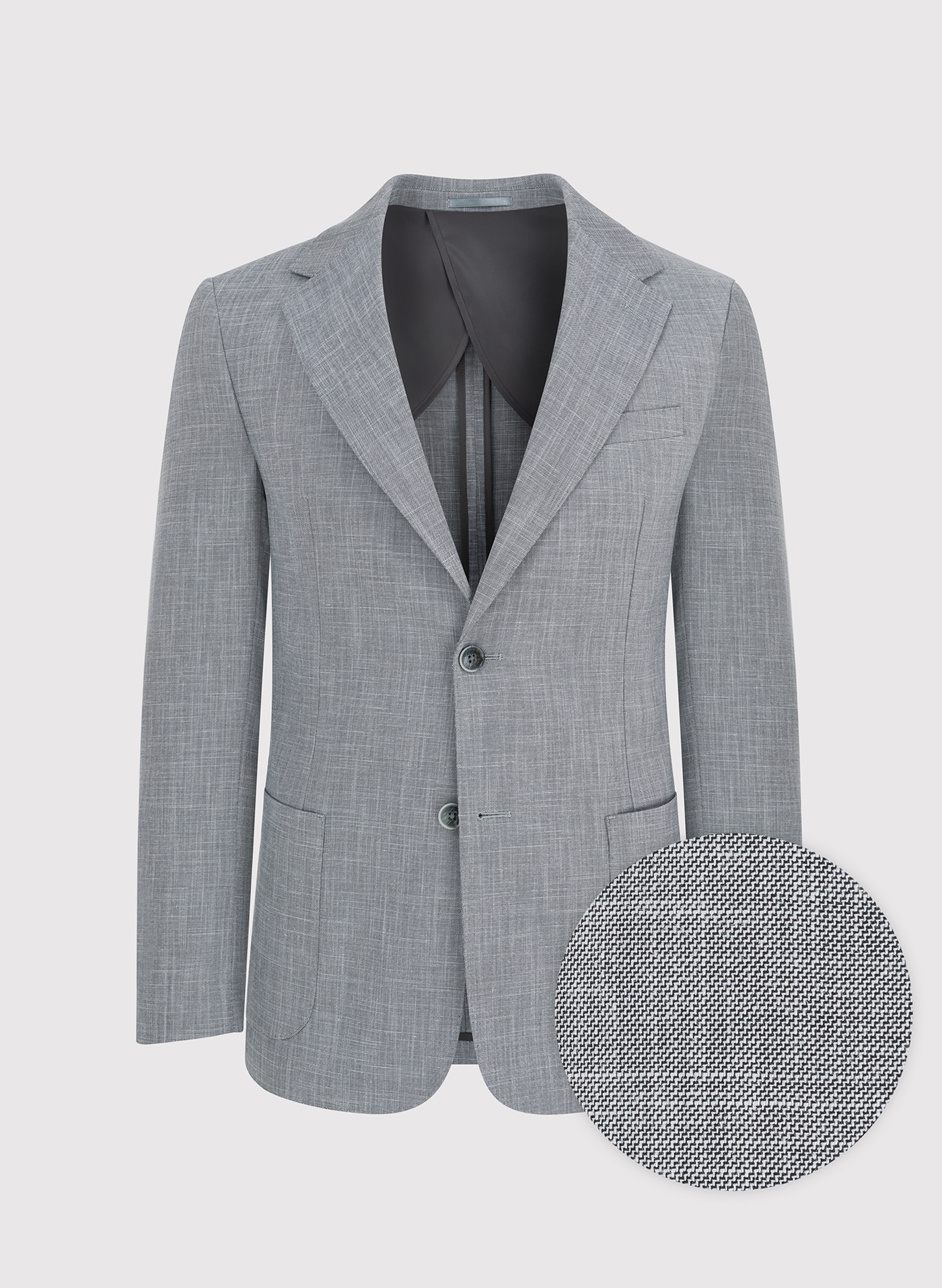 Lniana szara marynarka męska melanż P24SF-3X-011-S-S - Pako Lorente - Pako Lorente