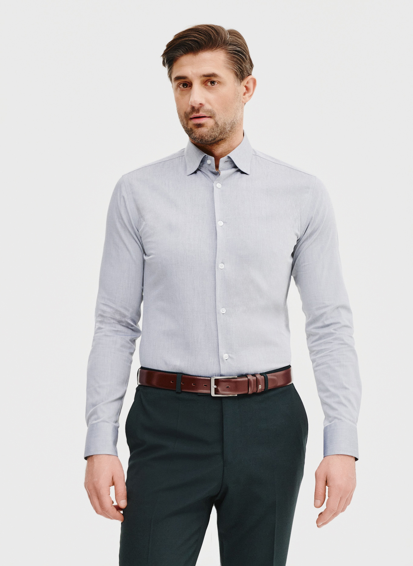 Bawełniana koszula męska w kolorze szarym - Pako Lorente