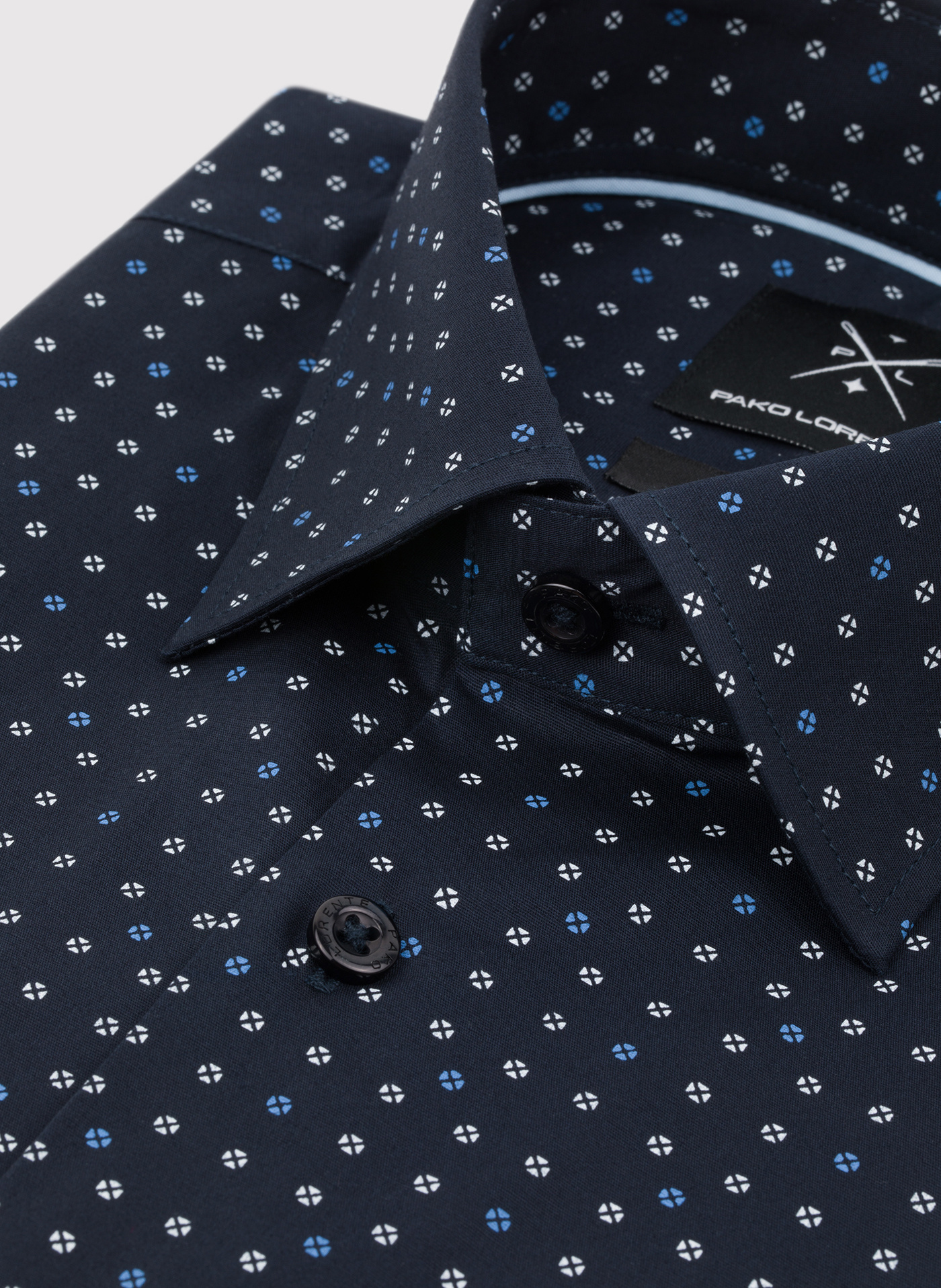 Granatowa koszula męska w mikrowzór - Pako Lorente