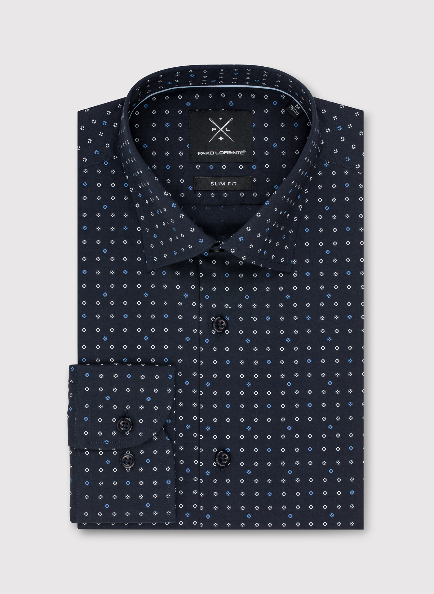 Granatowa koszula męska w mikrowzór - Pako Lorente