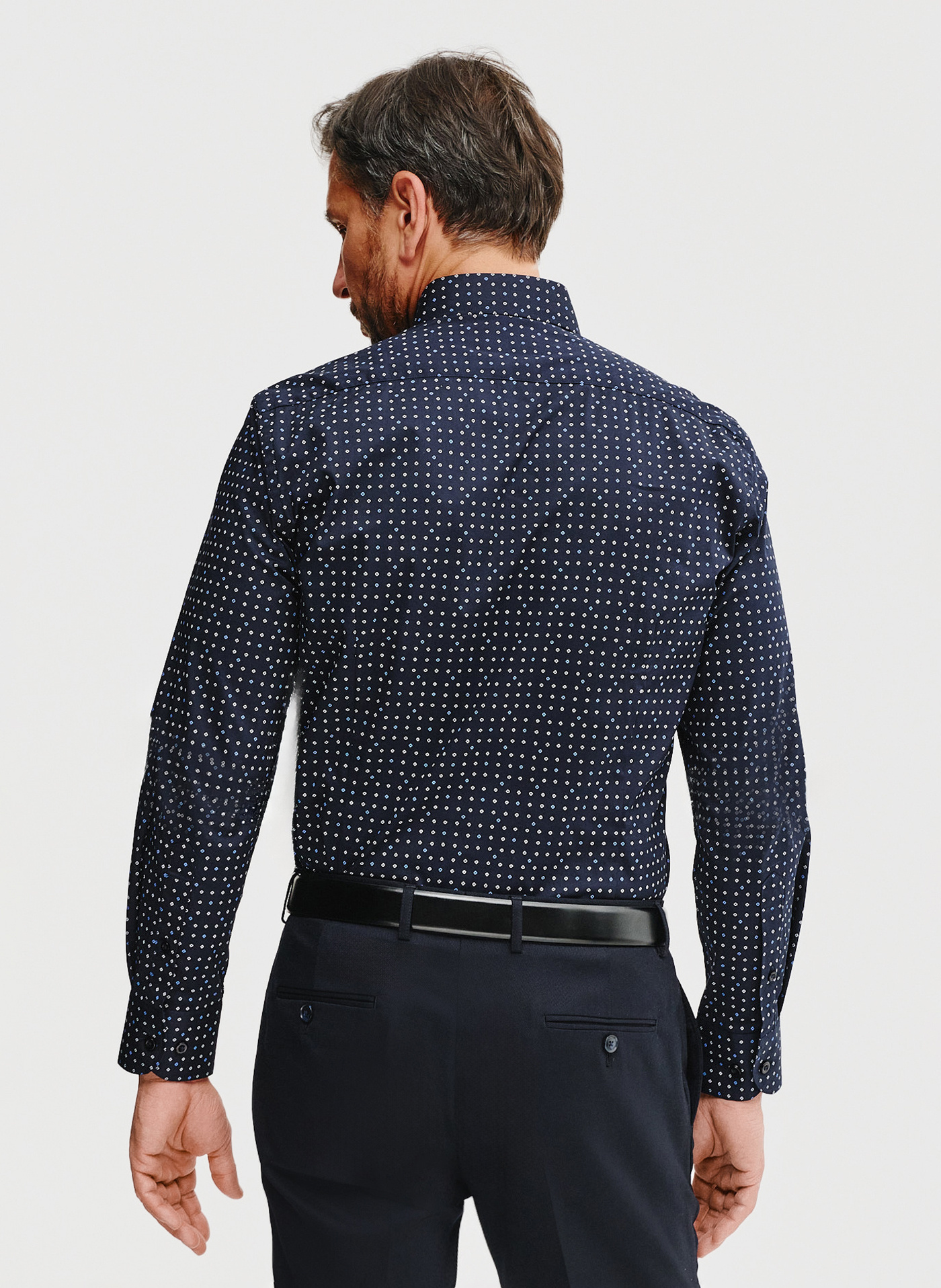 Granatowa koszula męska w mikrowzór - Pako Lorente