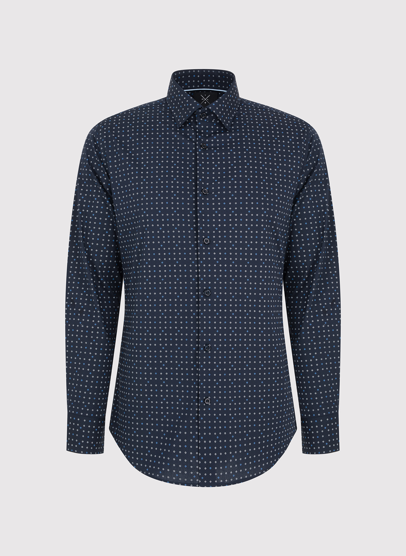 Granatowa koszula męska w mikrowzór - Pako Lorente