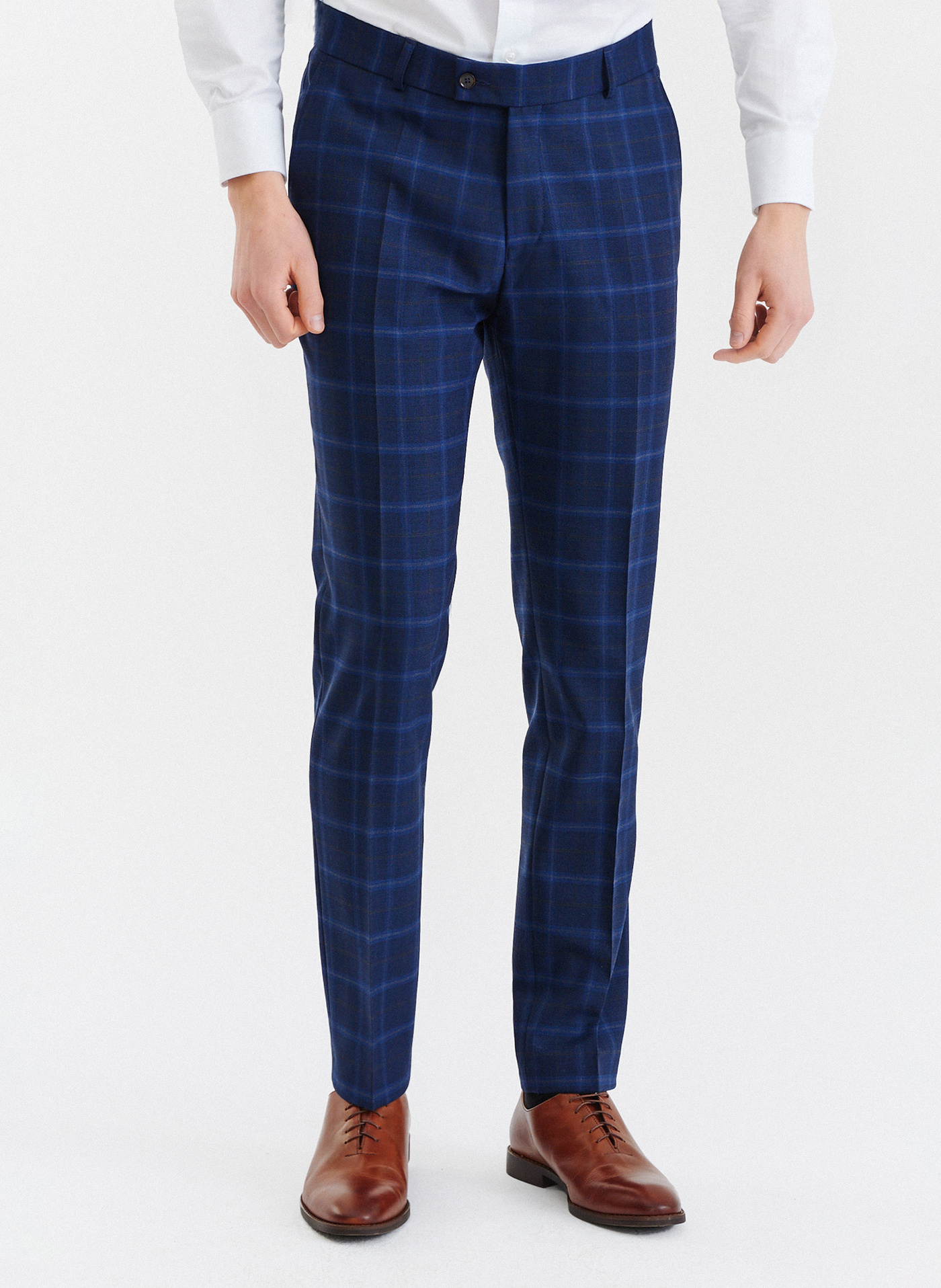 Kraciaste spodnie garniturowe z wełną - Pako Lorente