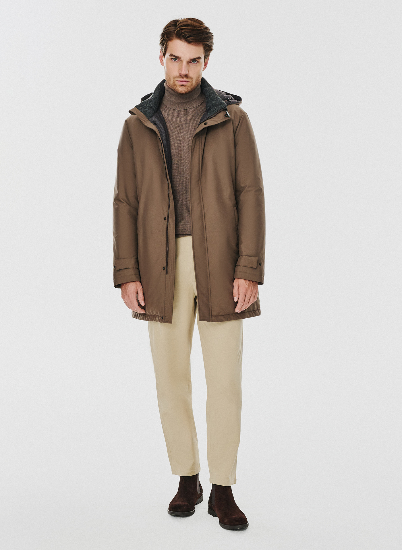 Brązowa kurtka męska z puchowym wypełnieniem - Pako Lorente