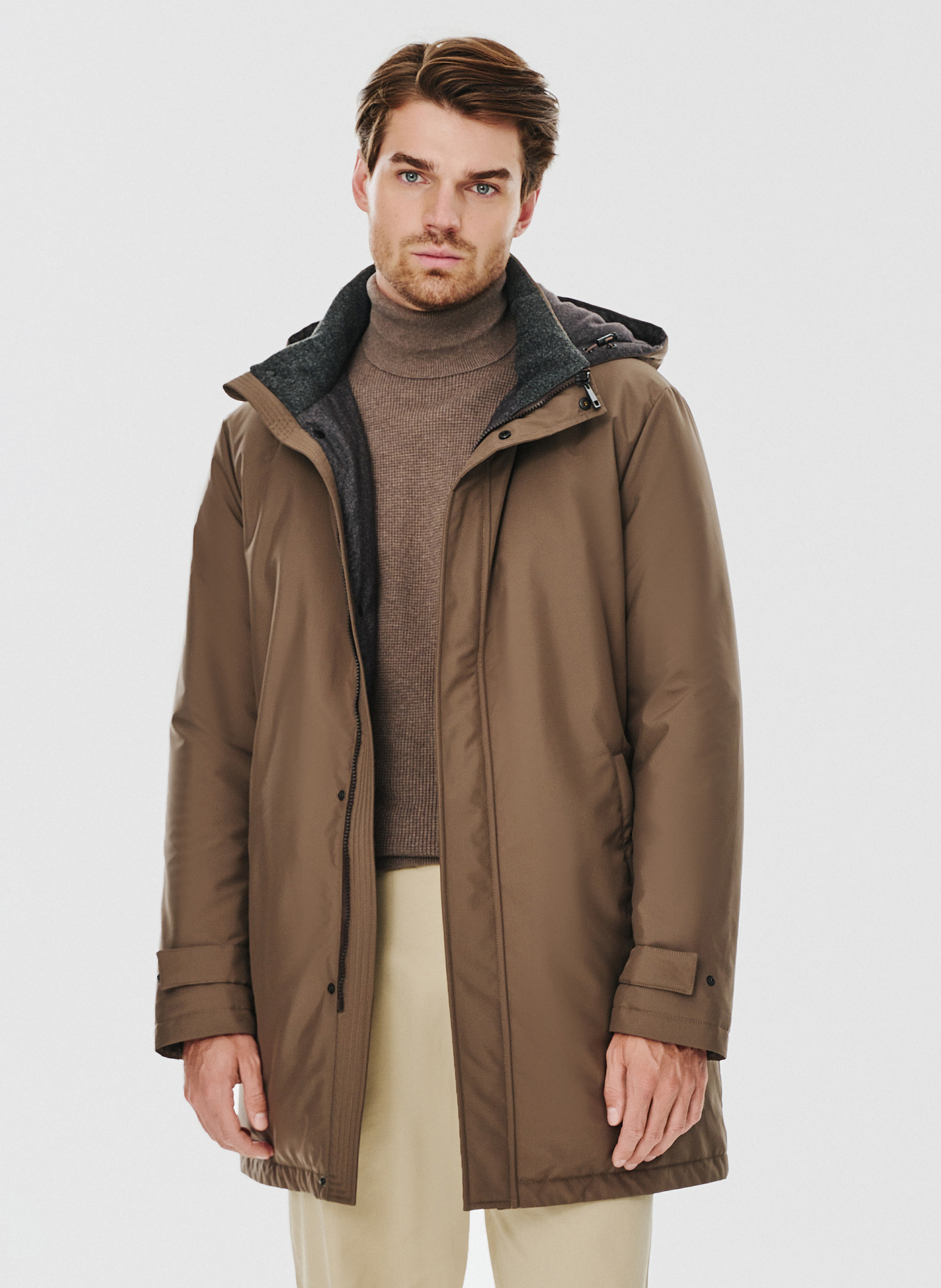 Brązowa kurtka męska z puchowym wypełnieniem - Pako Lorente