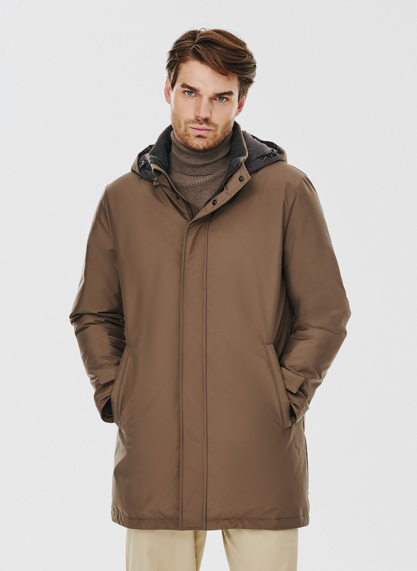 Brązowa kurtka męska z puchowym wypełnieniem - Pako Lorente