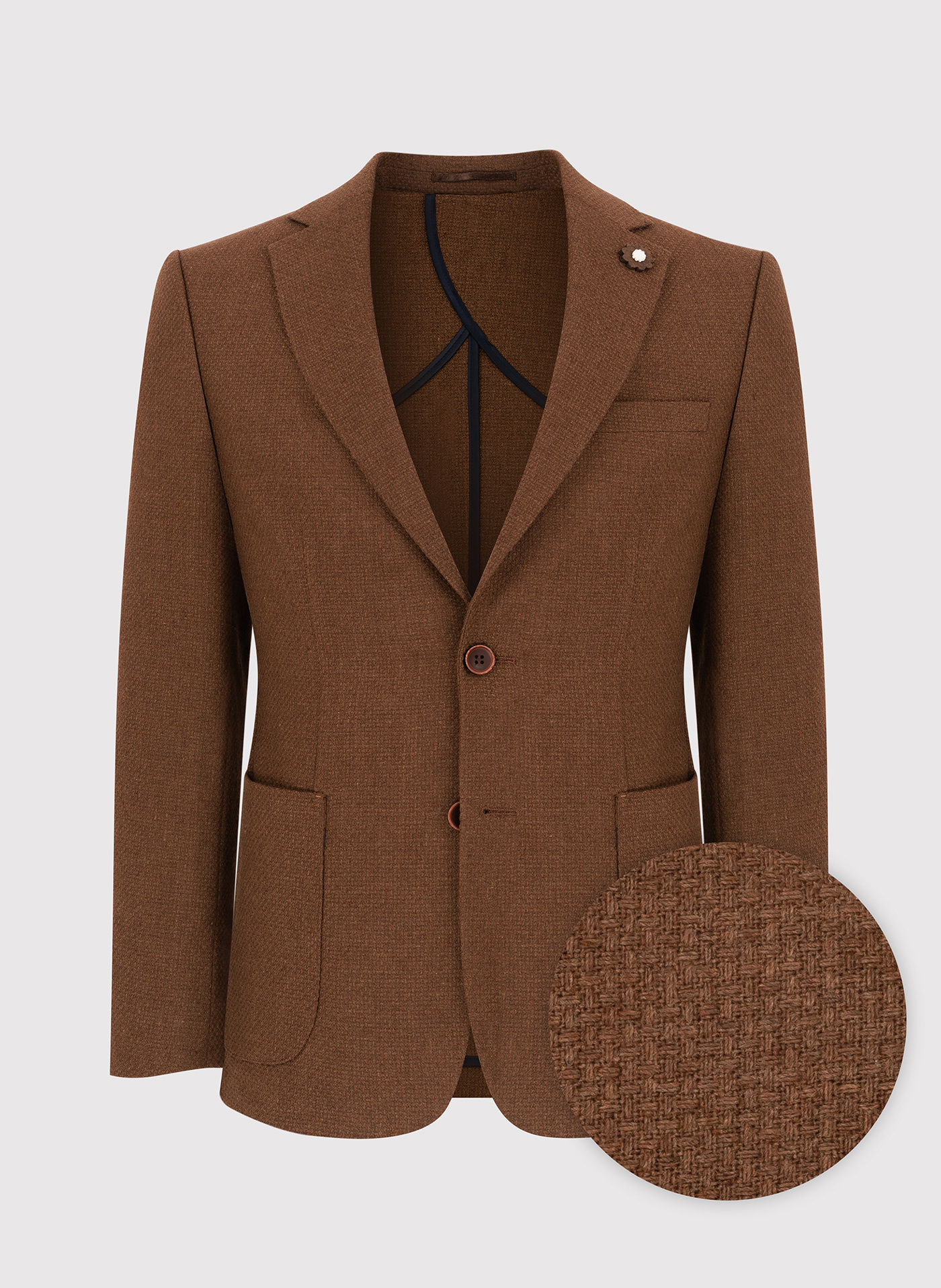 Brązowa marynarka casualowa o widocznej fakturze - Pako Lorente