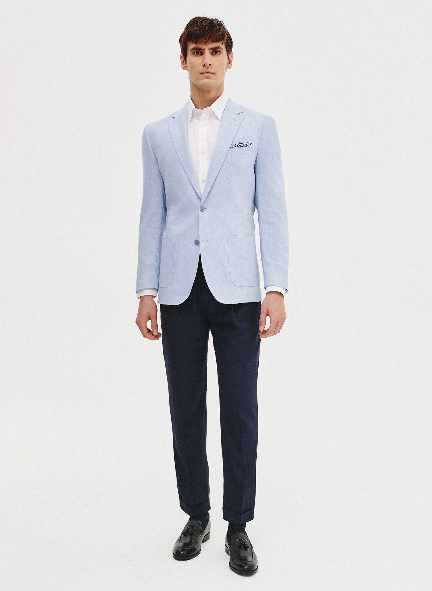 PAKO LORENTE - Niebieska marynarka męska z lnu - Pako Lorente