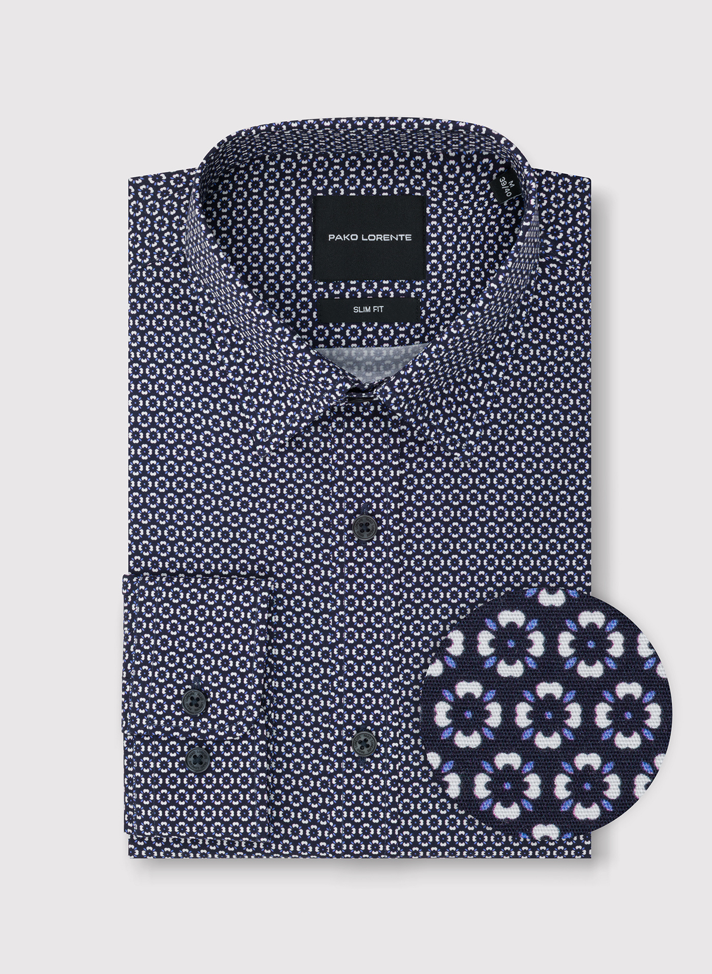 Granatowa koszula w kwiaty - Pako Lorente
