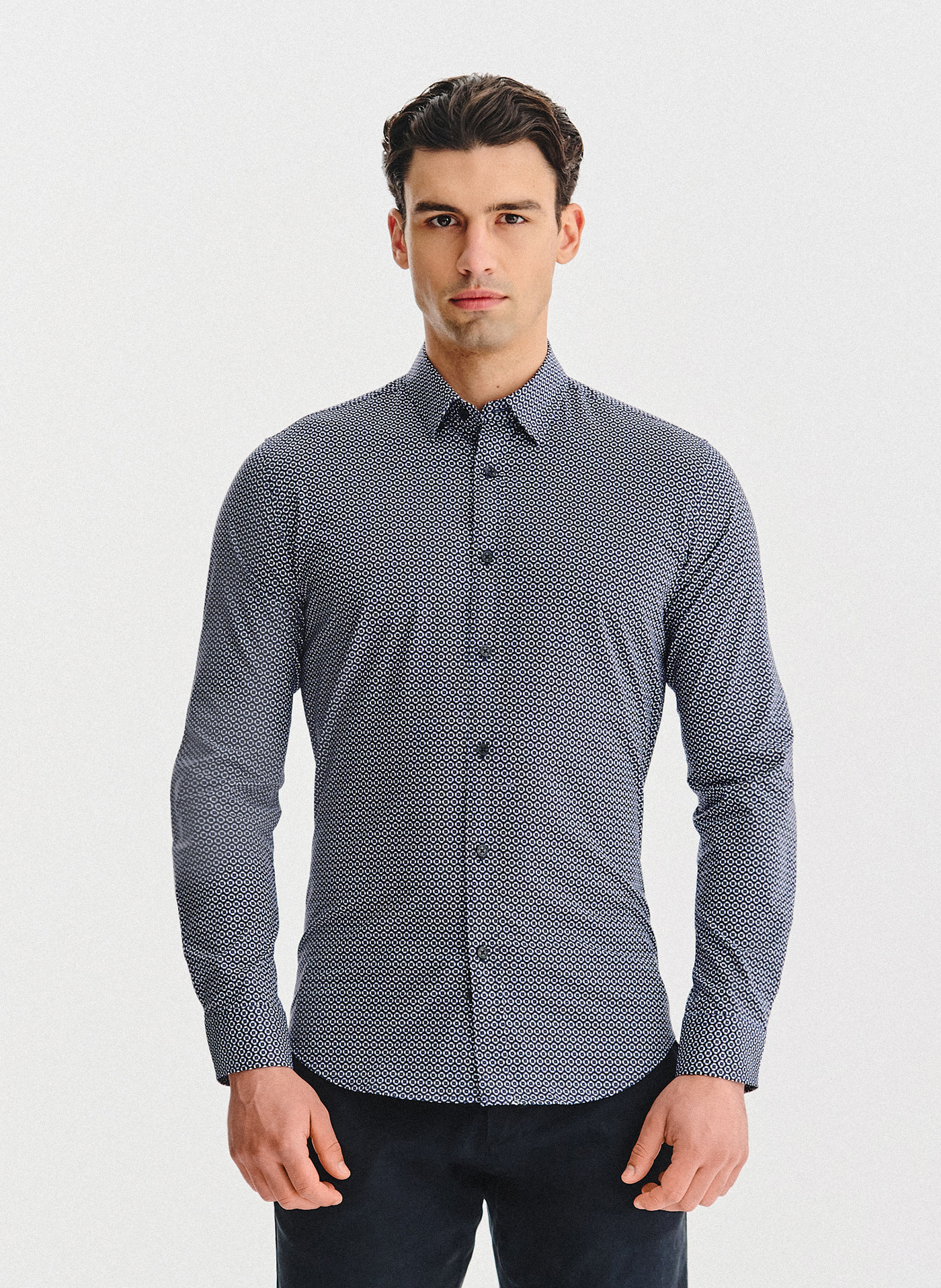 Granatowa koszula w kwiaty - Pako Lorente