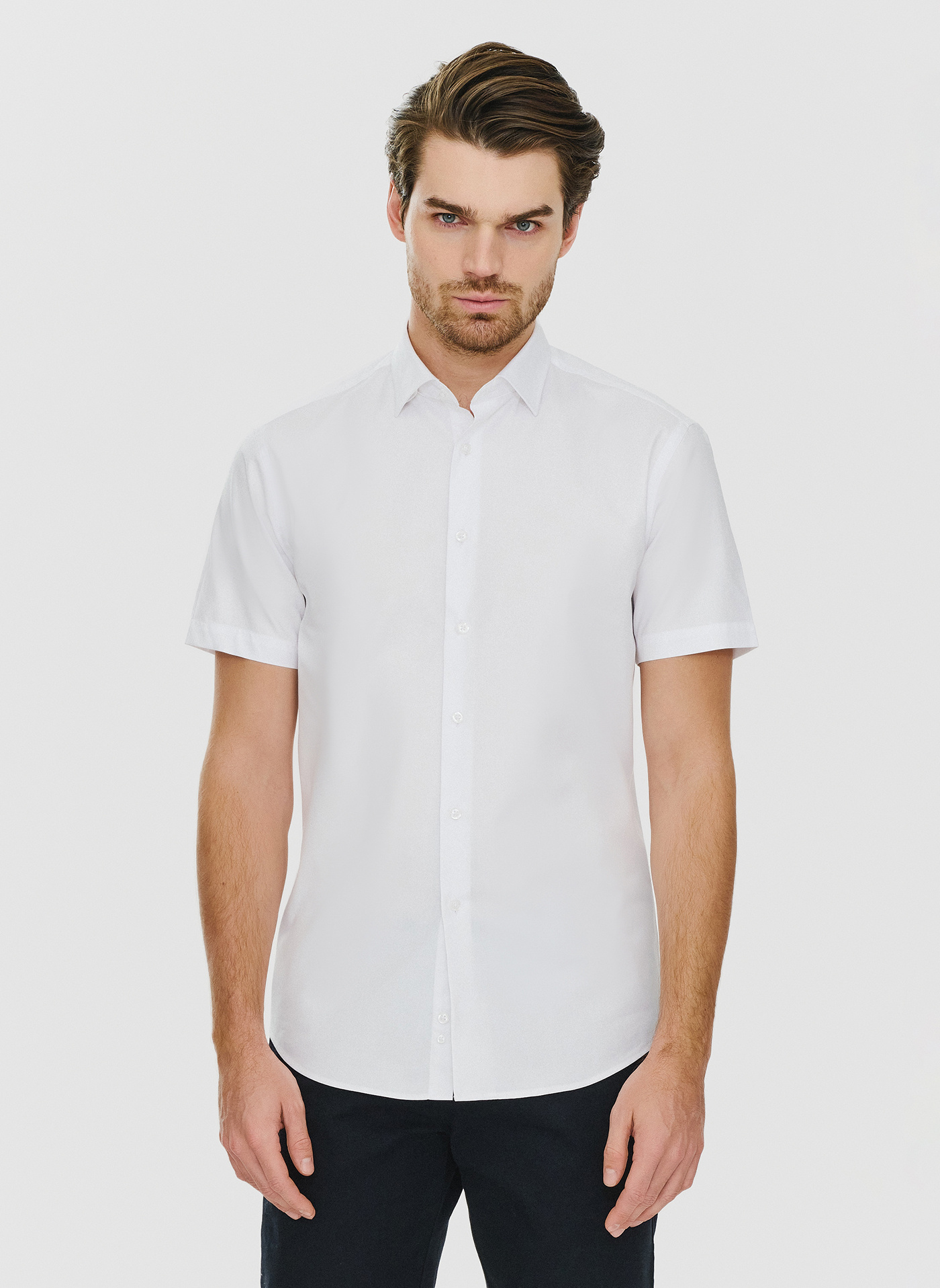 Biała koszula męska z krótkim rękawem - Pako Lorente