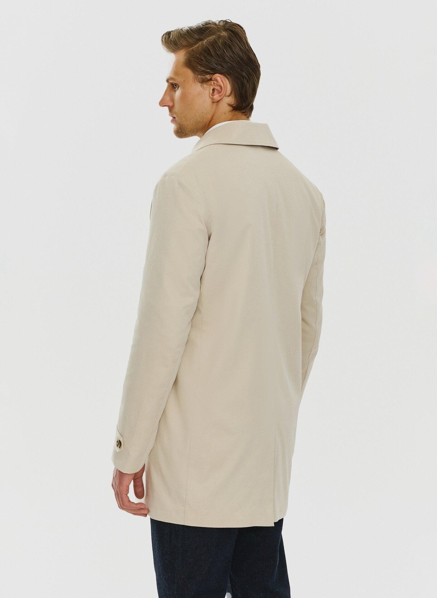 Beżowy wiosenny płaszcz męski P24SF-7X-001-E-0 - Pako Lorente - Pako Lorente