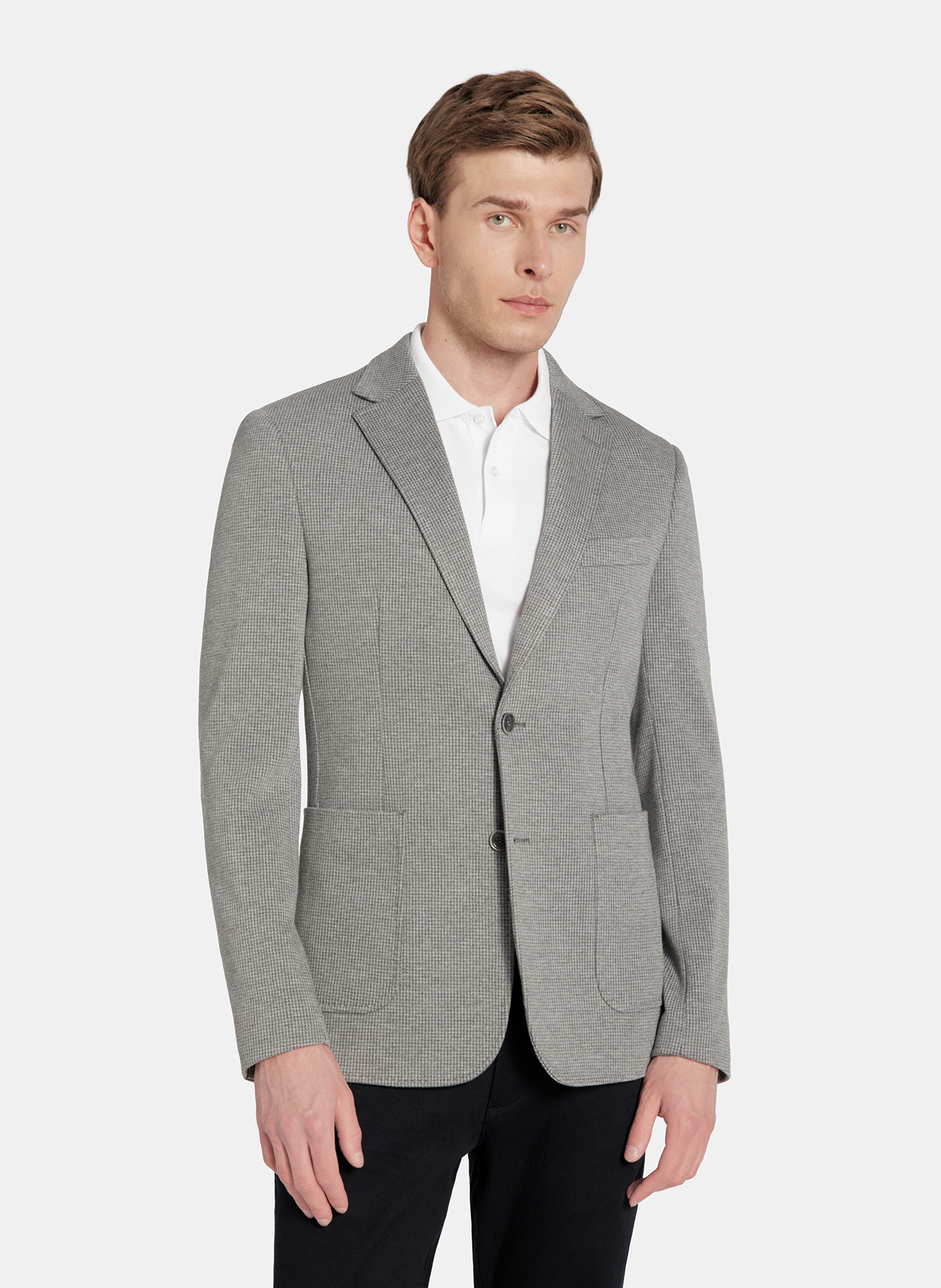 PAKO LORENTE - Szara marynarka w pepitkę z dzianiny - Pako Lorente